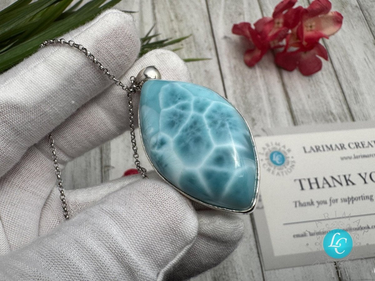 Larimar Pendant diamond shape / 925 Sterling Silver - Larimar Creations