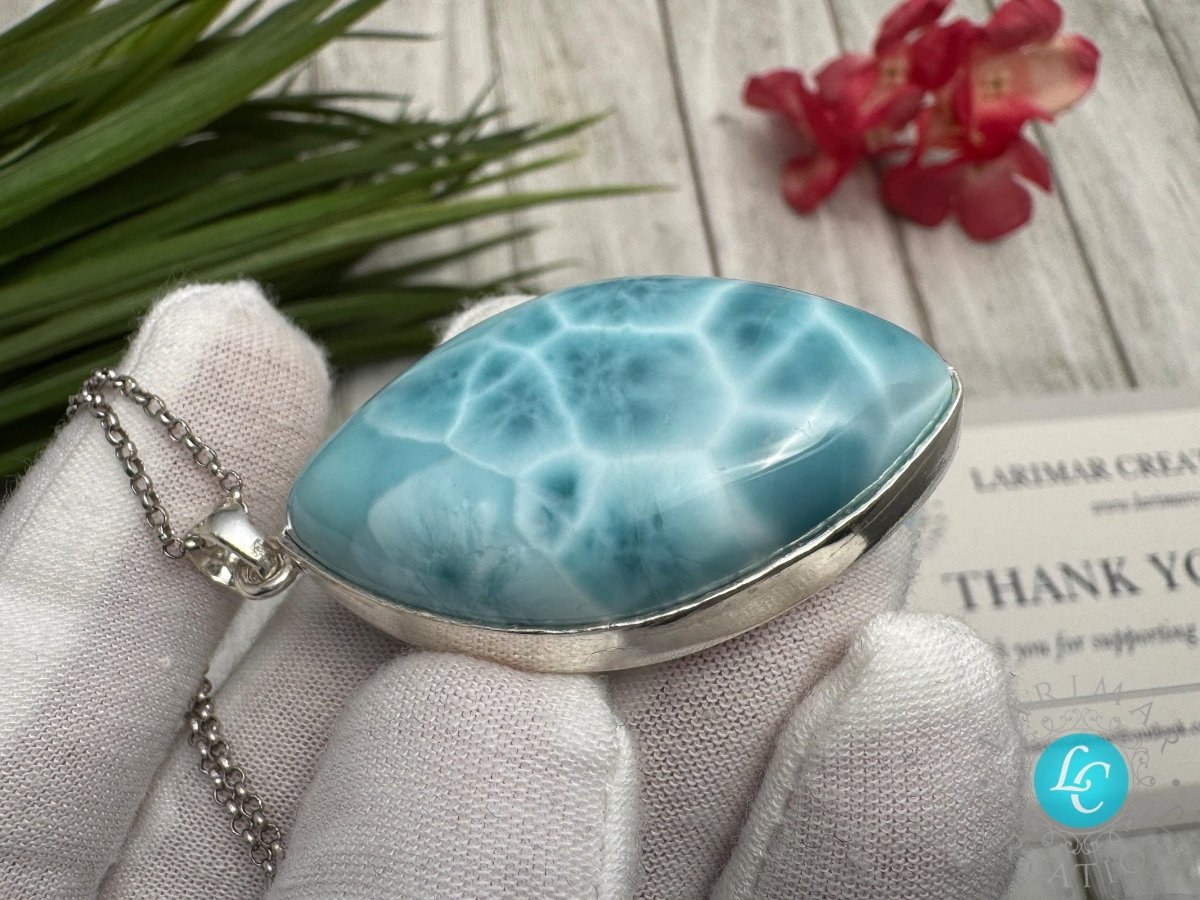 Larimar Pendant diamond shape / 925 Sterling Silver - Larimar Creations