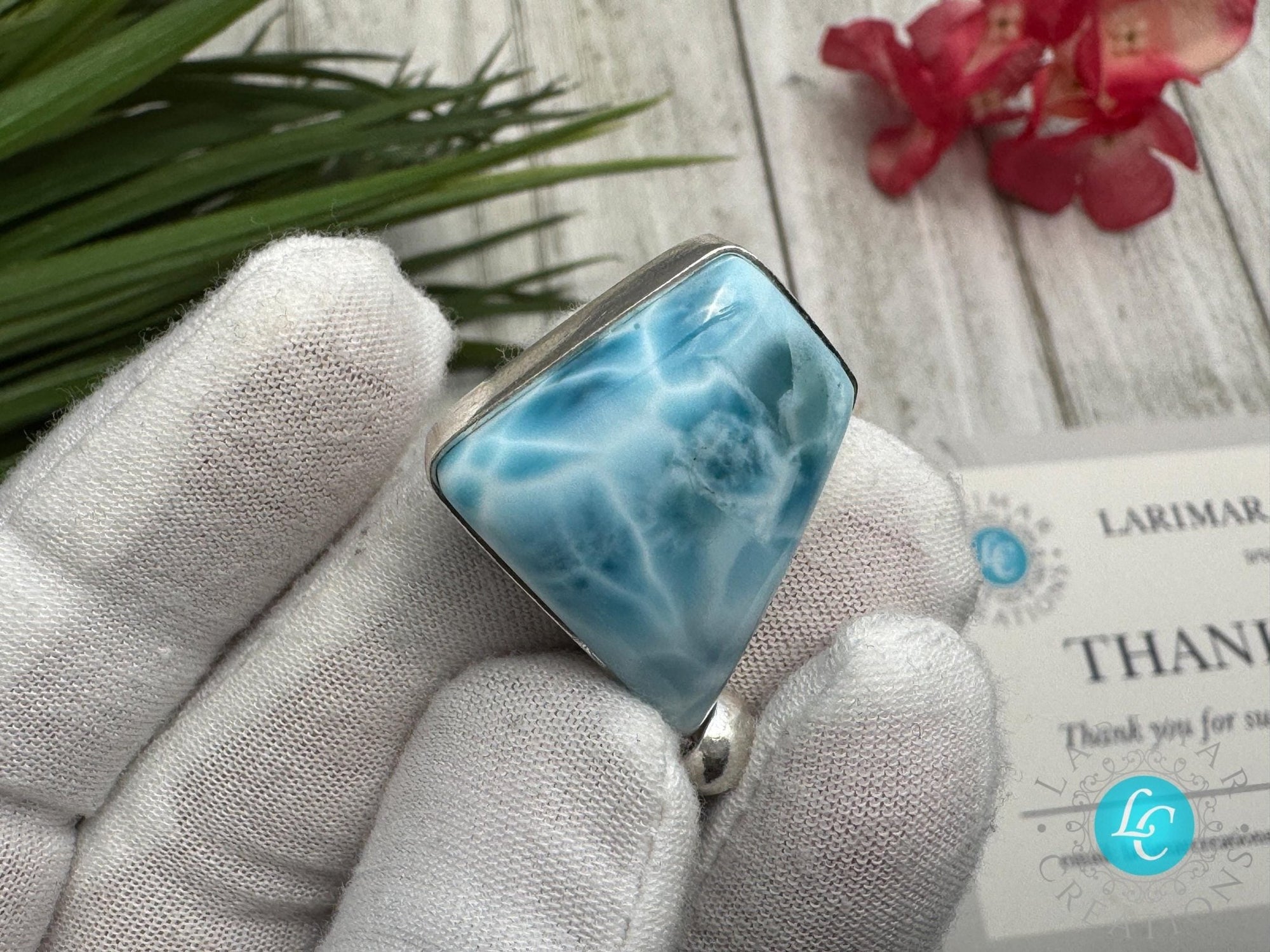 Larimar Pendant free shape 925 Sterling Silver Jewelry - Larimar Creations