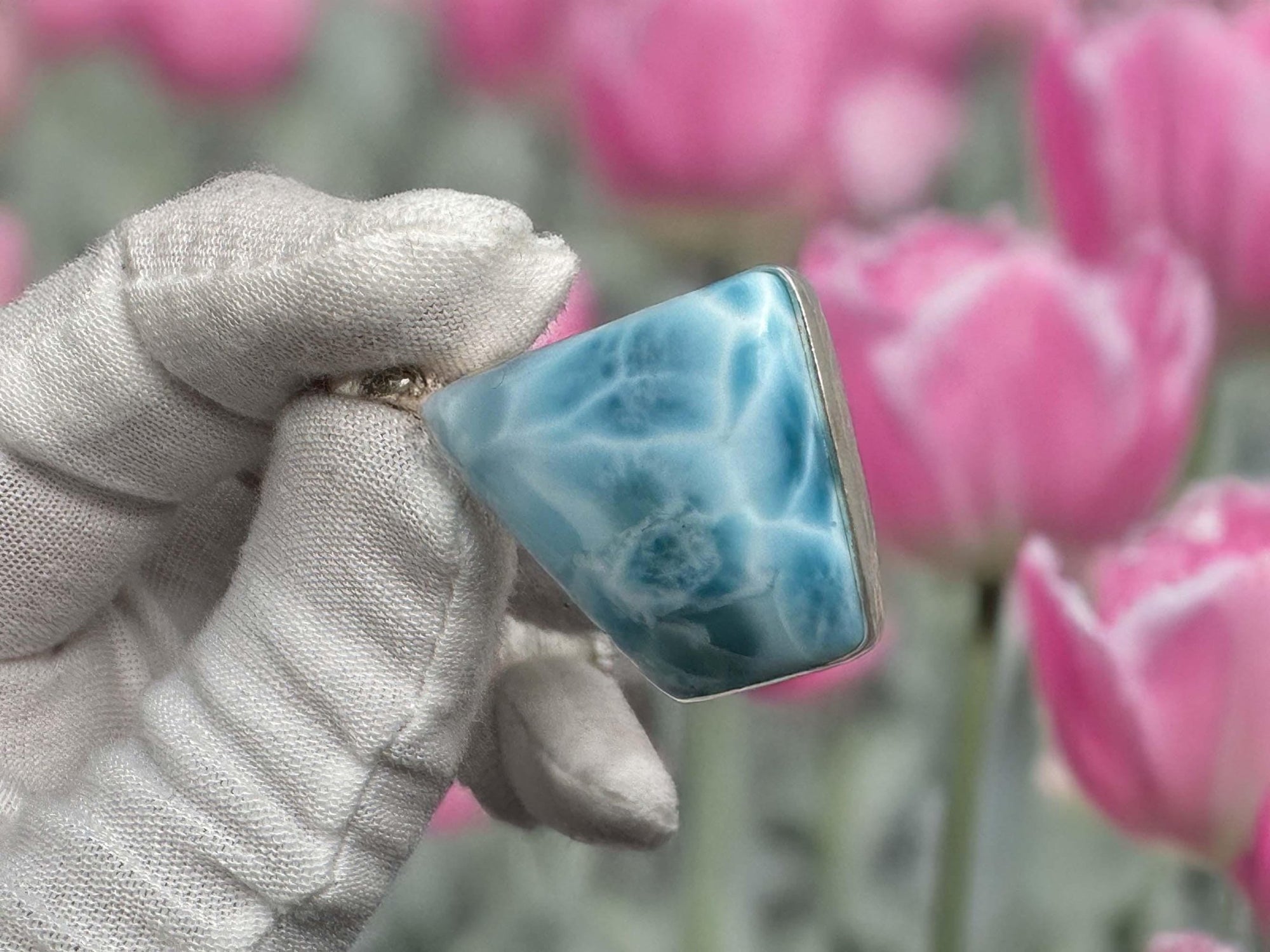 Larimar Pendant free shape 925 Sterling Silver Jewelry - Larimar Creations