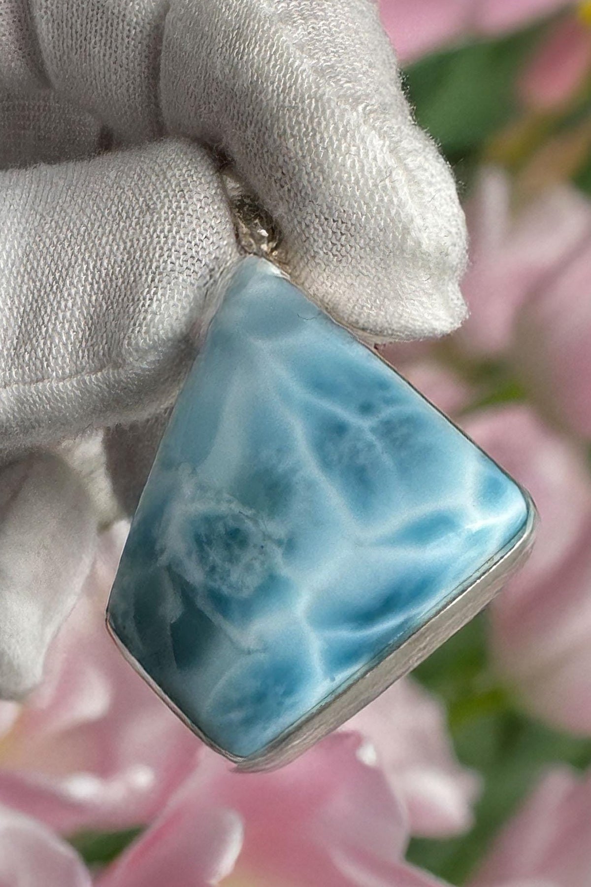 Larimar Pendant free shape 925 Sterling Silver Jewelry - Larimar Creations