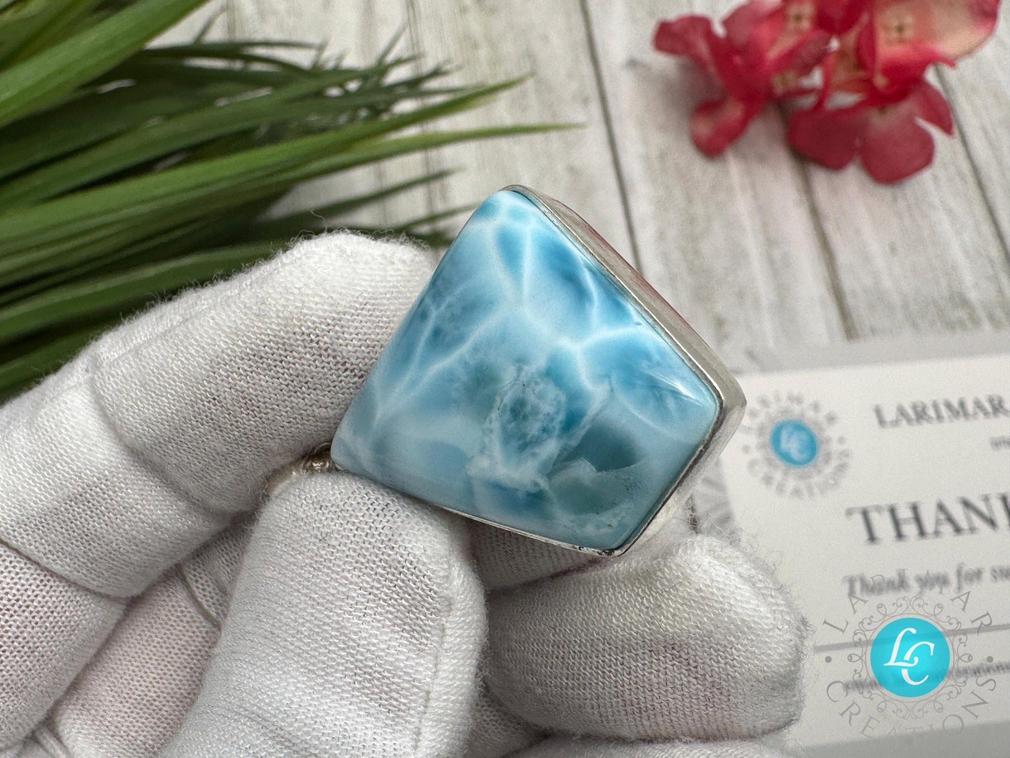 Larimar Pendant free shape 925 Sterling Silver Jewelry - Larimar Creations