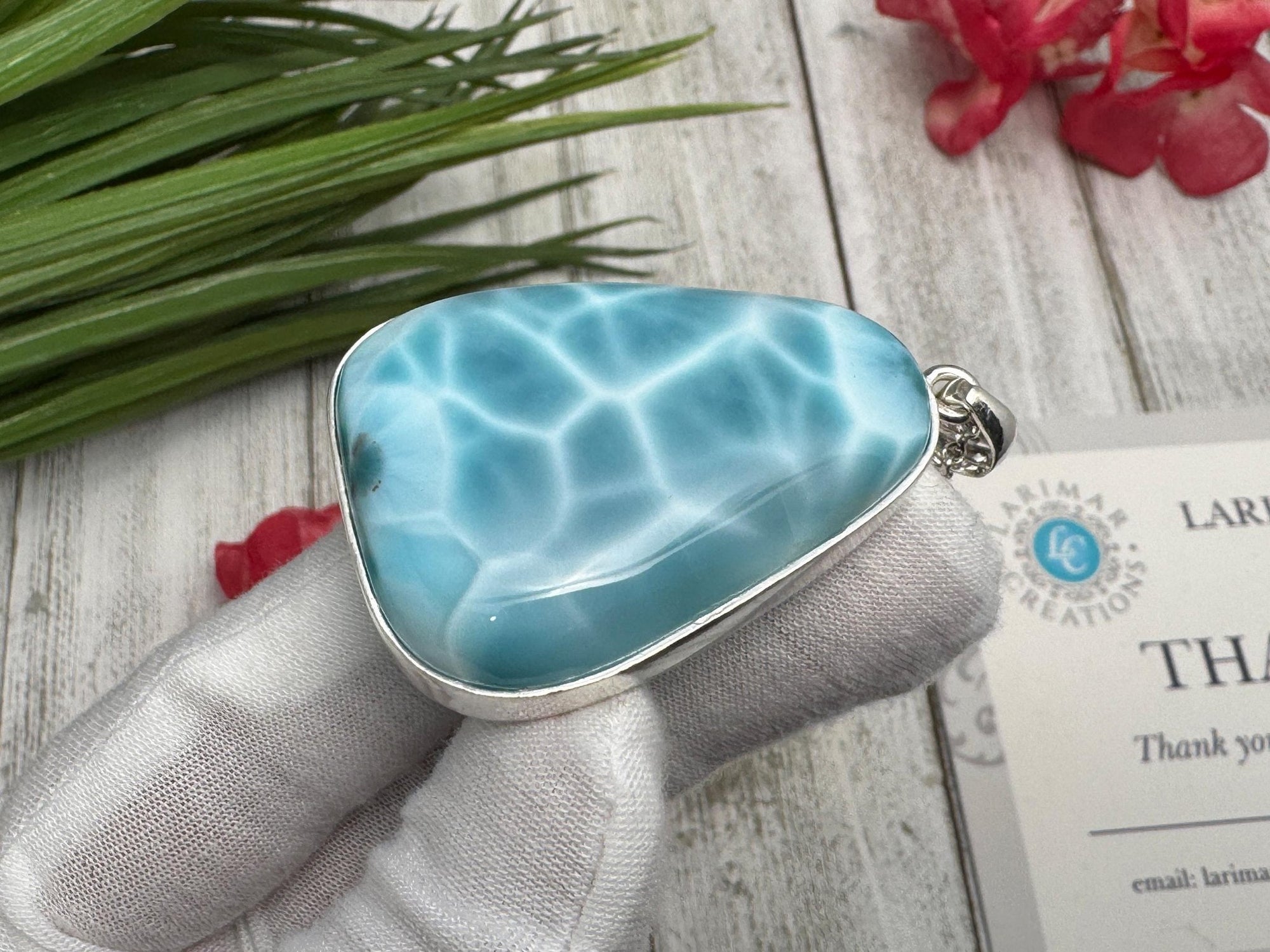 Larimar Pendant - Genuine Larimar Pendant Necklace - Large Teardrop Silver Jewelry, Stunning Larimar Pendant Ocean Gemstone