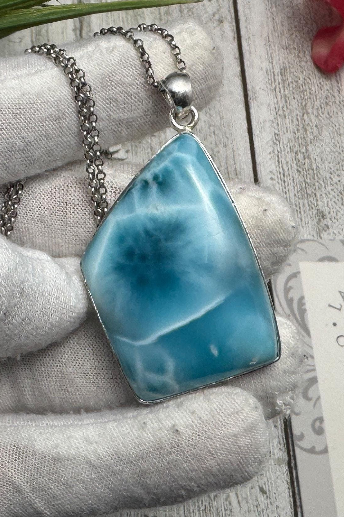 Larimar Pendant Necklace: Collector's Gemstone - Larimar Creations