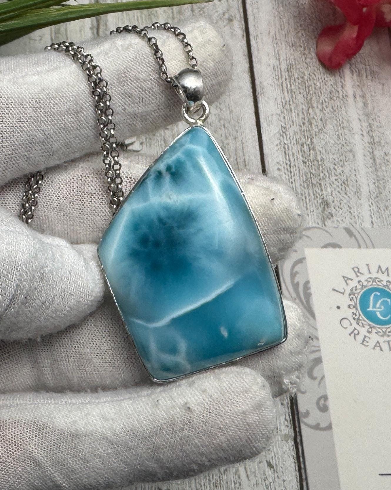 Larimar Pendant Necklace: Collector's Gemstone - Larimar Creations