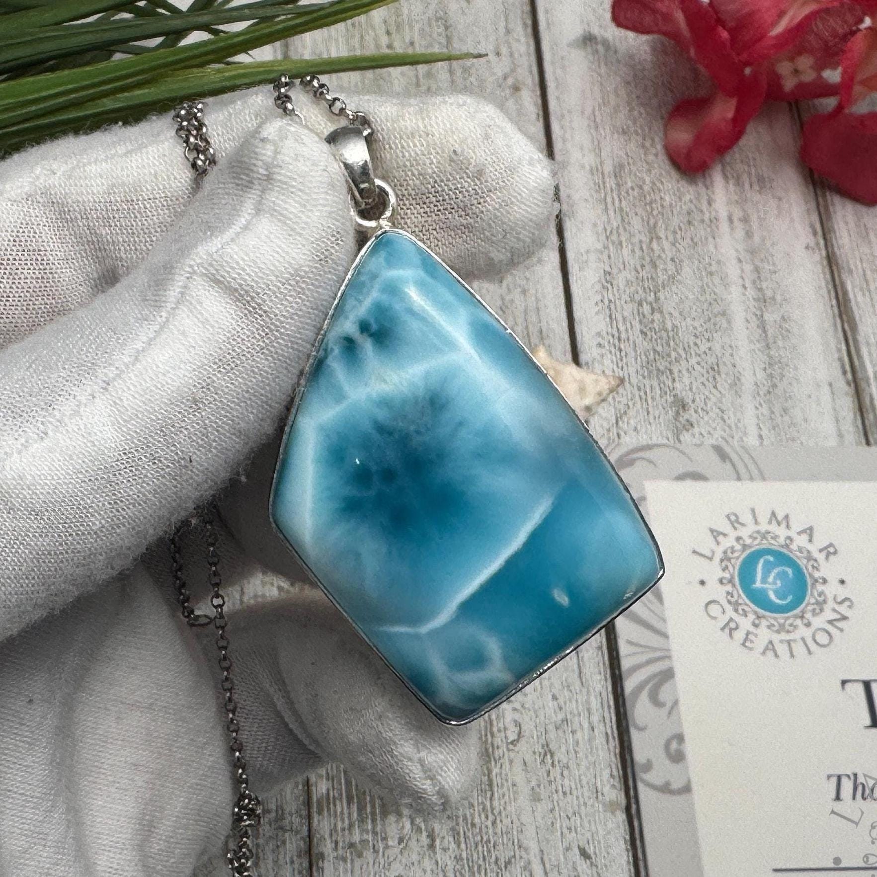 Larimar Pendant Necklace: Collector&#39;s Gemstone - Larimar Creations