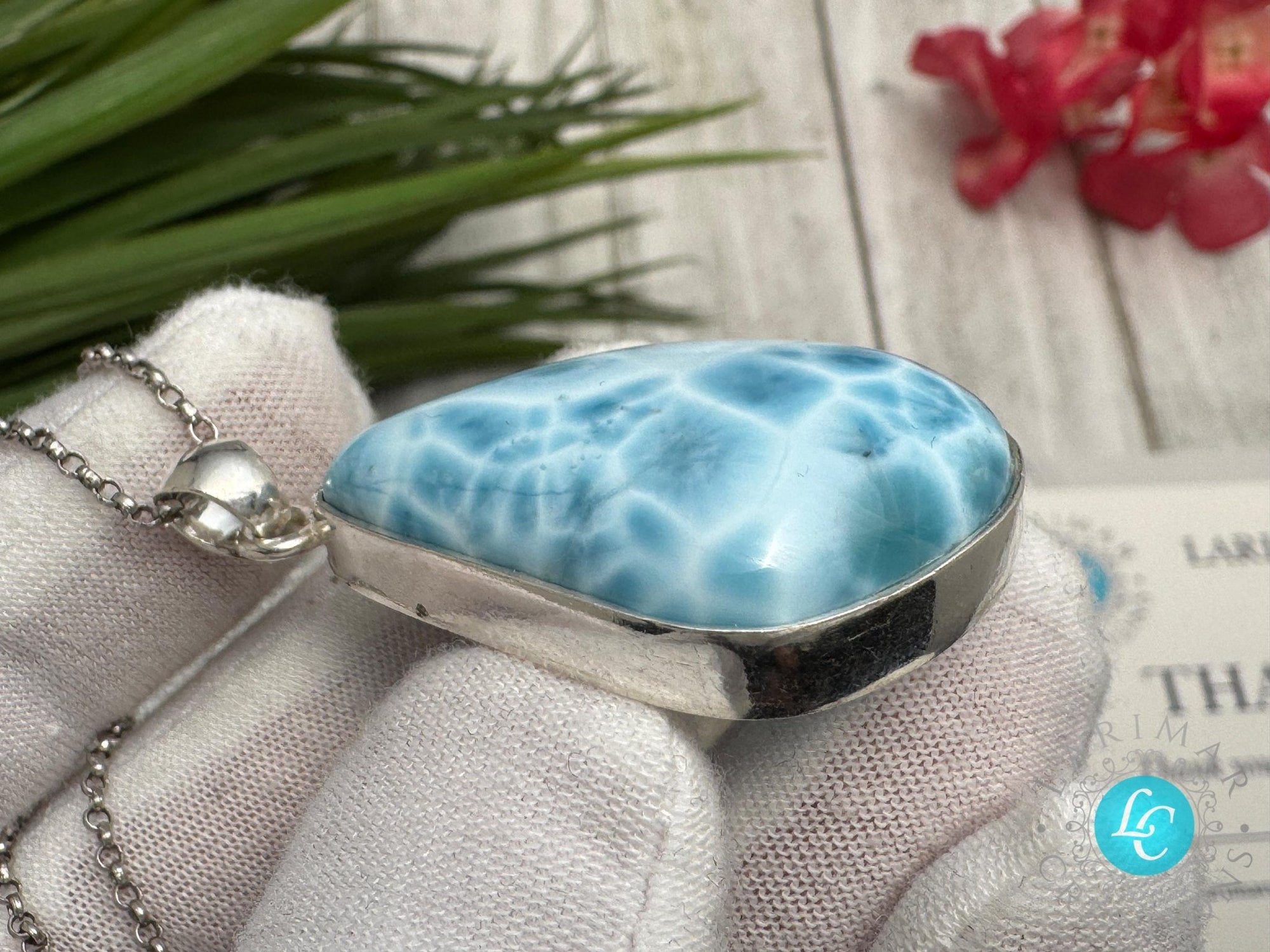 Larimar Pendant Necklace: Sterling Silver - Larimar Creations