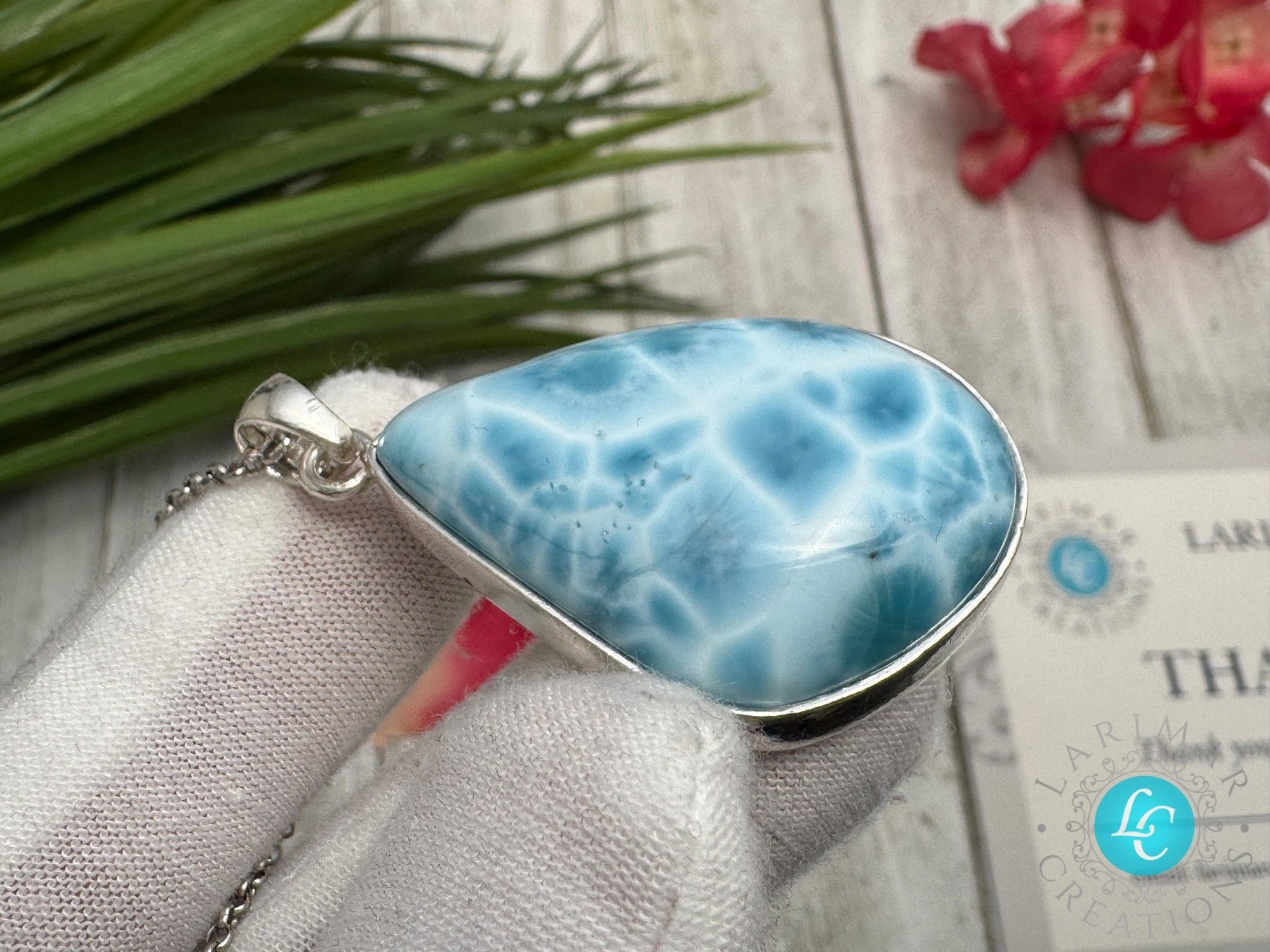 Larimar Pendant Necklace: Sterling Silver - Larimar Creations