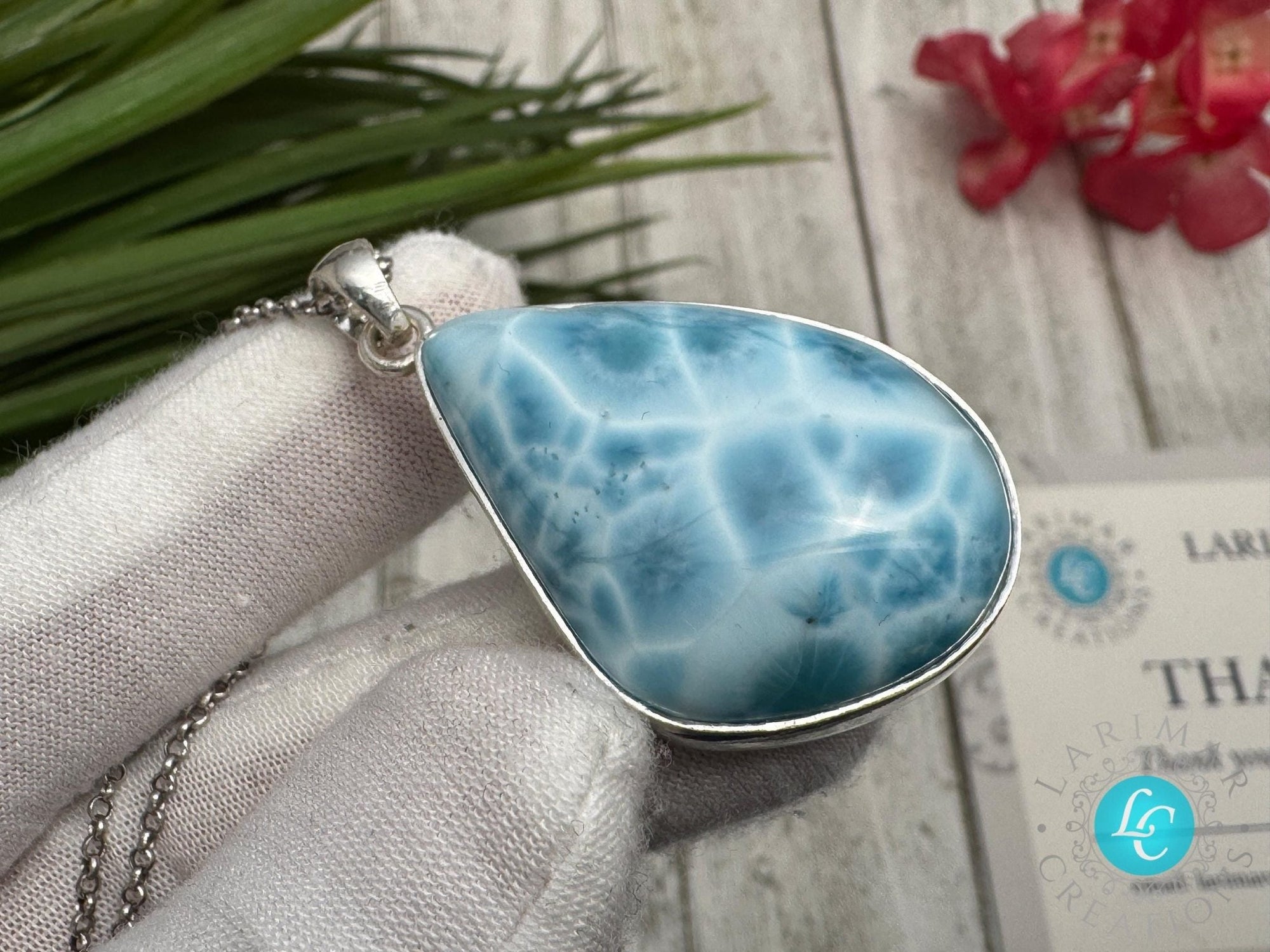 Larimar Pendant Necklace: Sterling Silver - Larimar Creations
