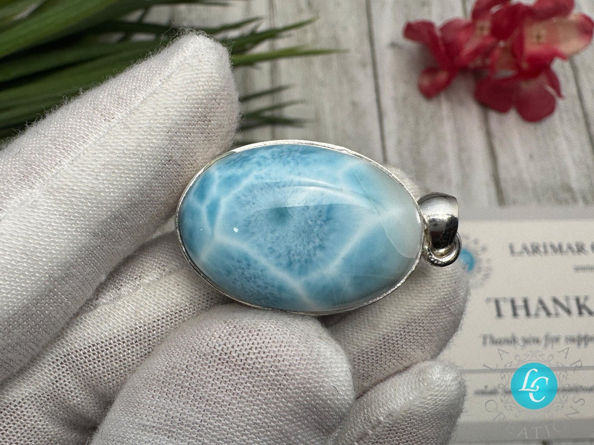 Larimar Pendant Necklace | Sterling Silver - Larimar Creations