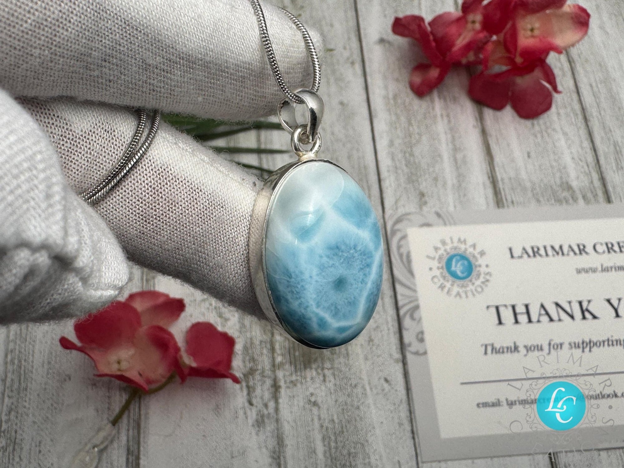Larimar Pendant Necklace | Sterling Silver - Larimar Creations