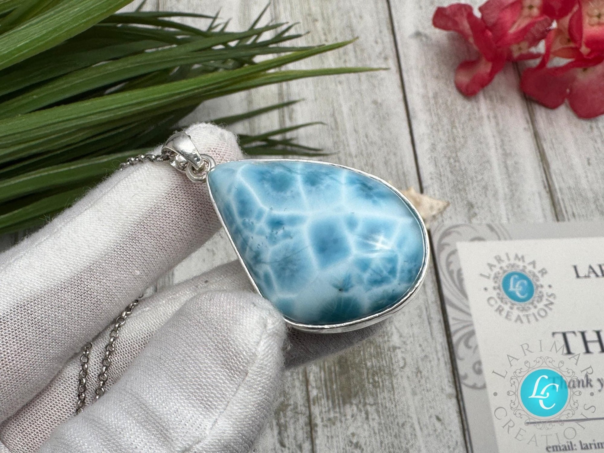 Larimar Pendant Necklace: Sterling Silver - Larimar Creations