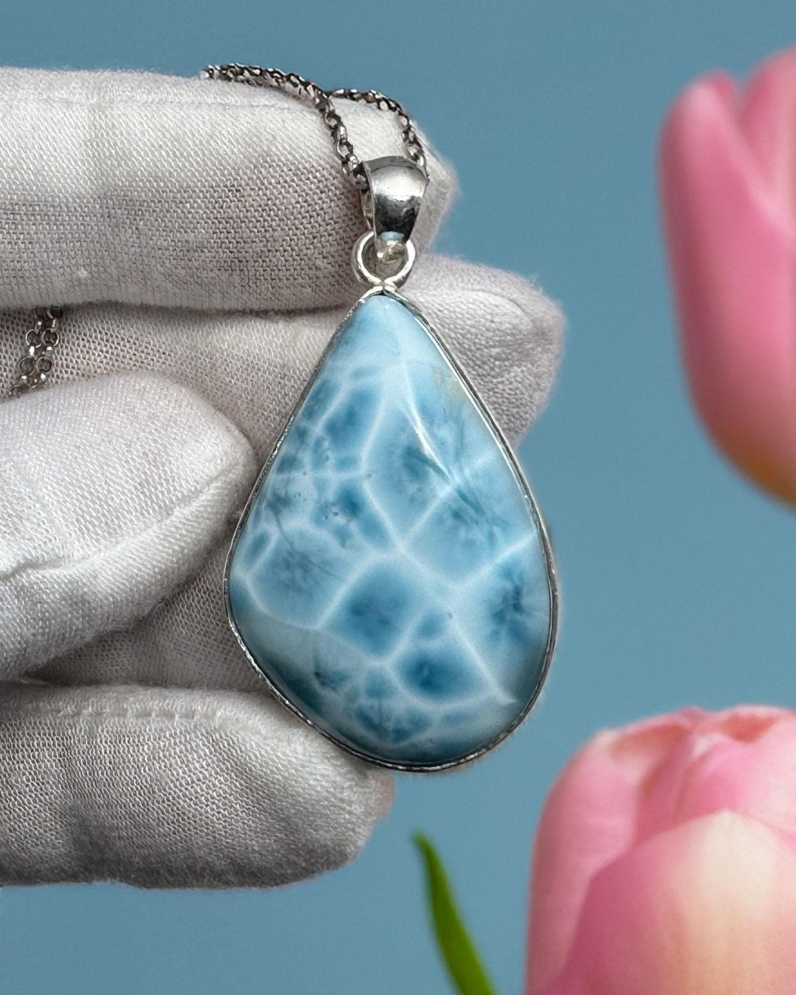 Larimar Pendant Necklace: Sterling Silver - Larimar Creations