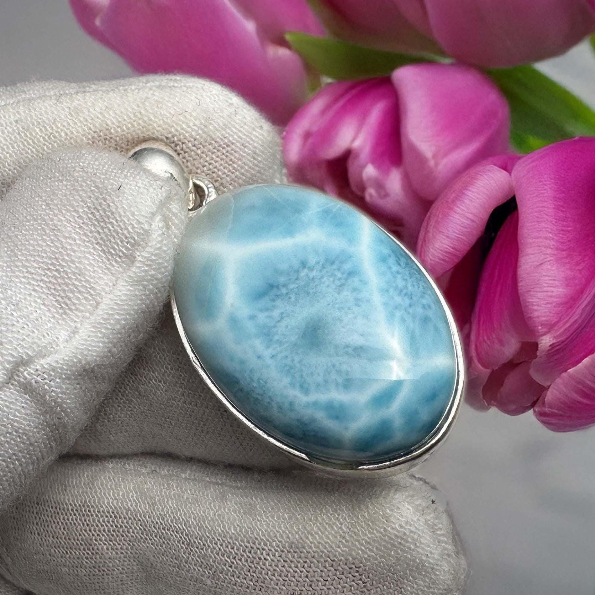 Larimar Pendant Necklace | Sterling Silver - Larimar Creations