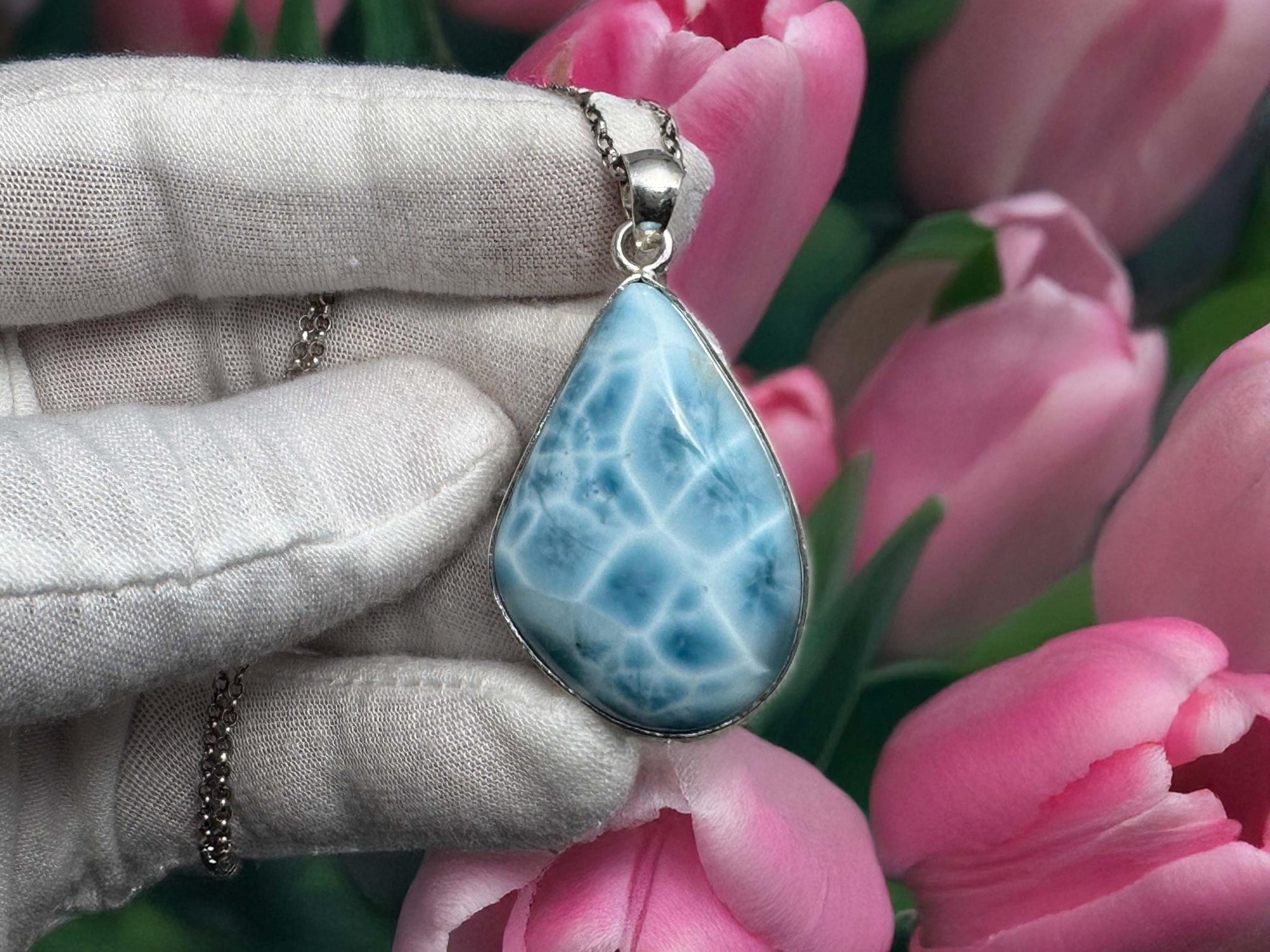 Larimar Pendant Necklace: Sterling Silver - Larimar Creations
