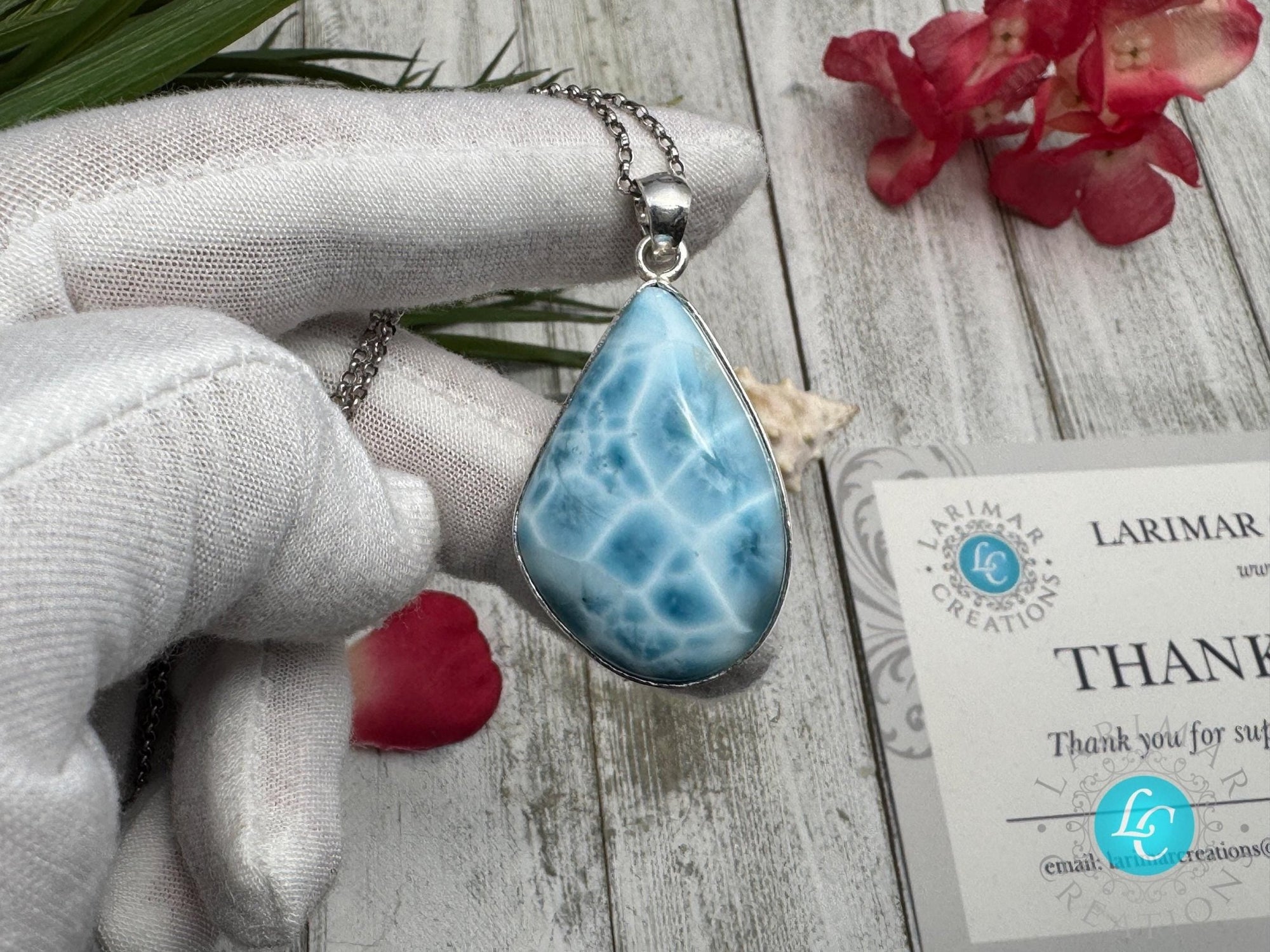 Larimar Pendant Necklace: Sterling Silver - Larimar Creations