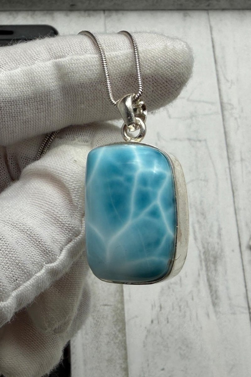 Larimar Pendant Necklace, Sterling Silver - Larimar Creations