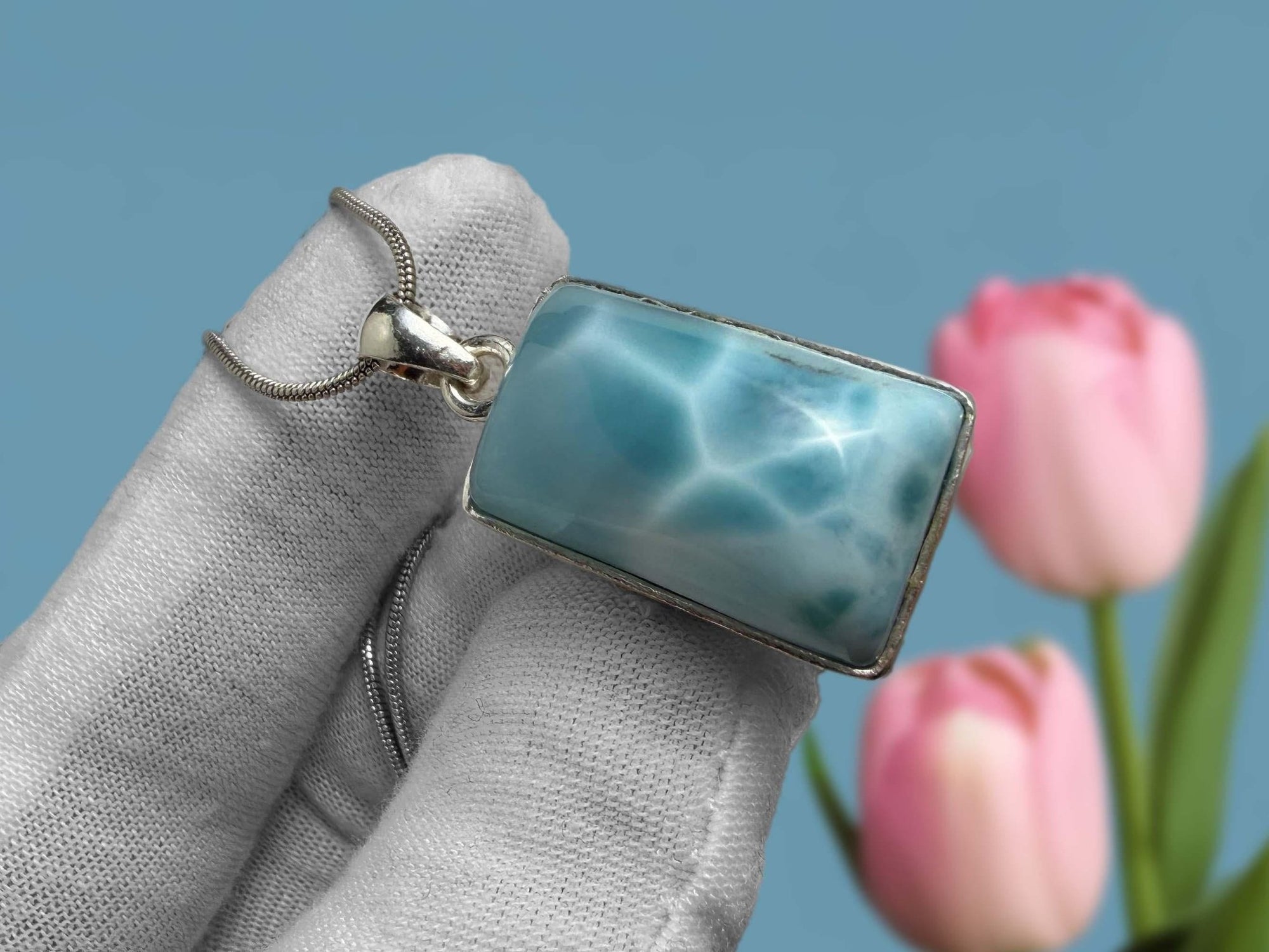 Larimar Pendant rectangle shape - Larimar Creations