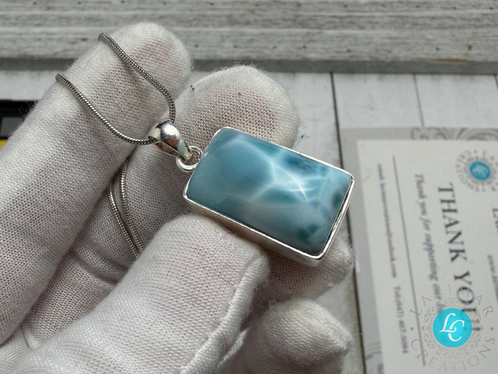 Larimar Pendant rectangle shape - Larimar Creations