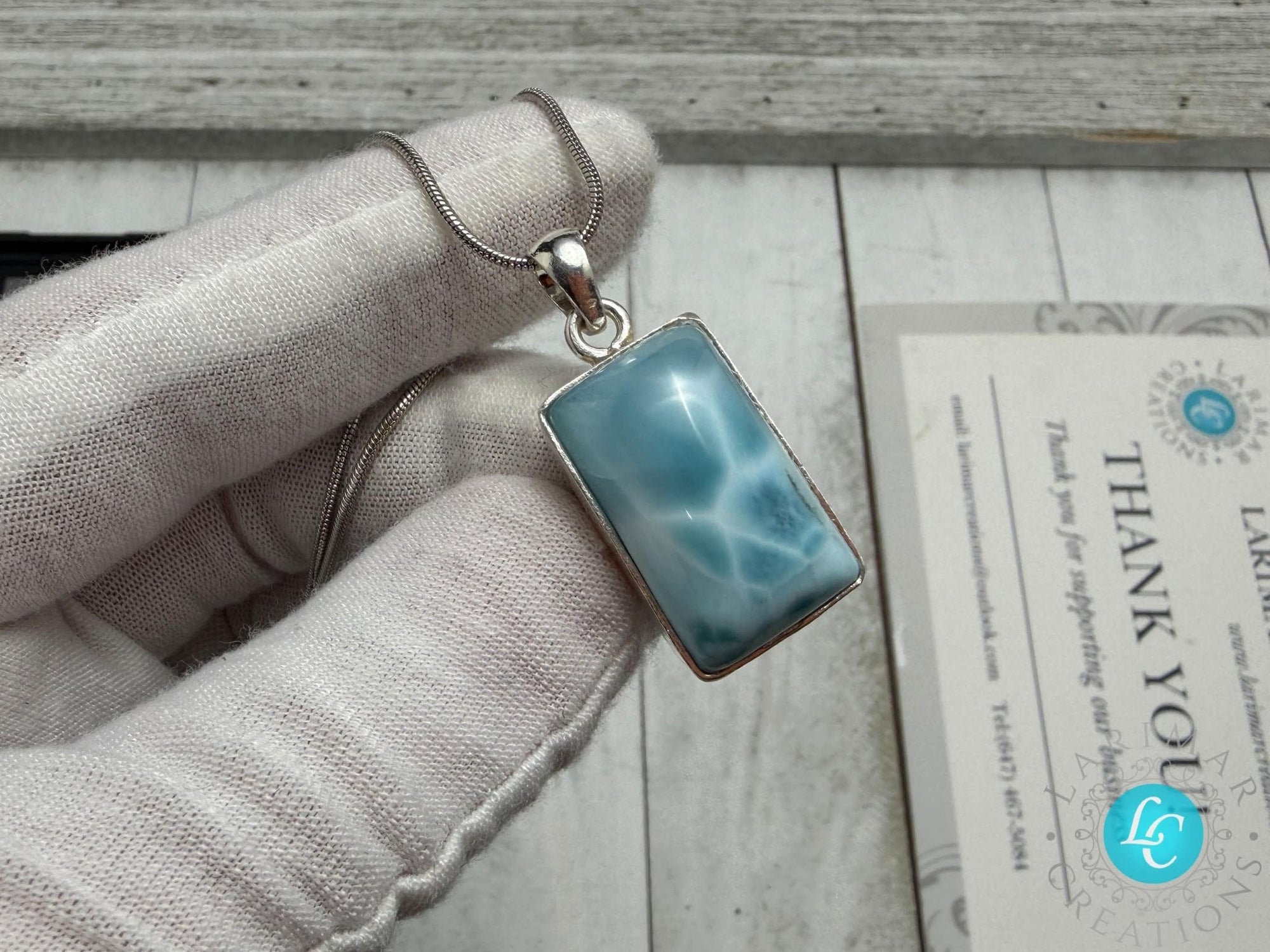 Larimar Pendant rectangle shape - Larimar Creations
