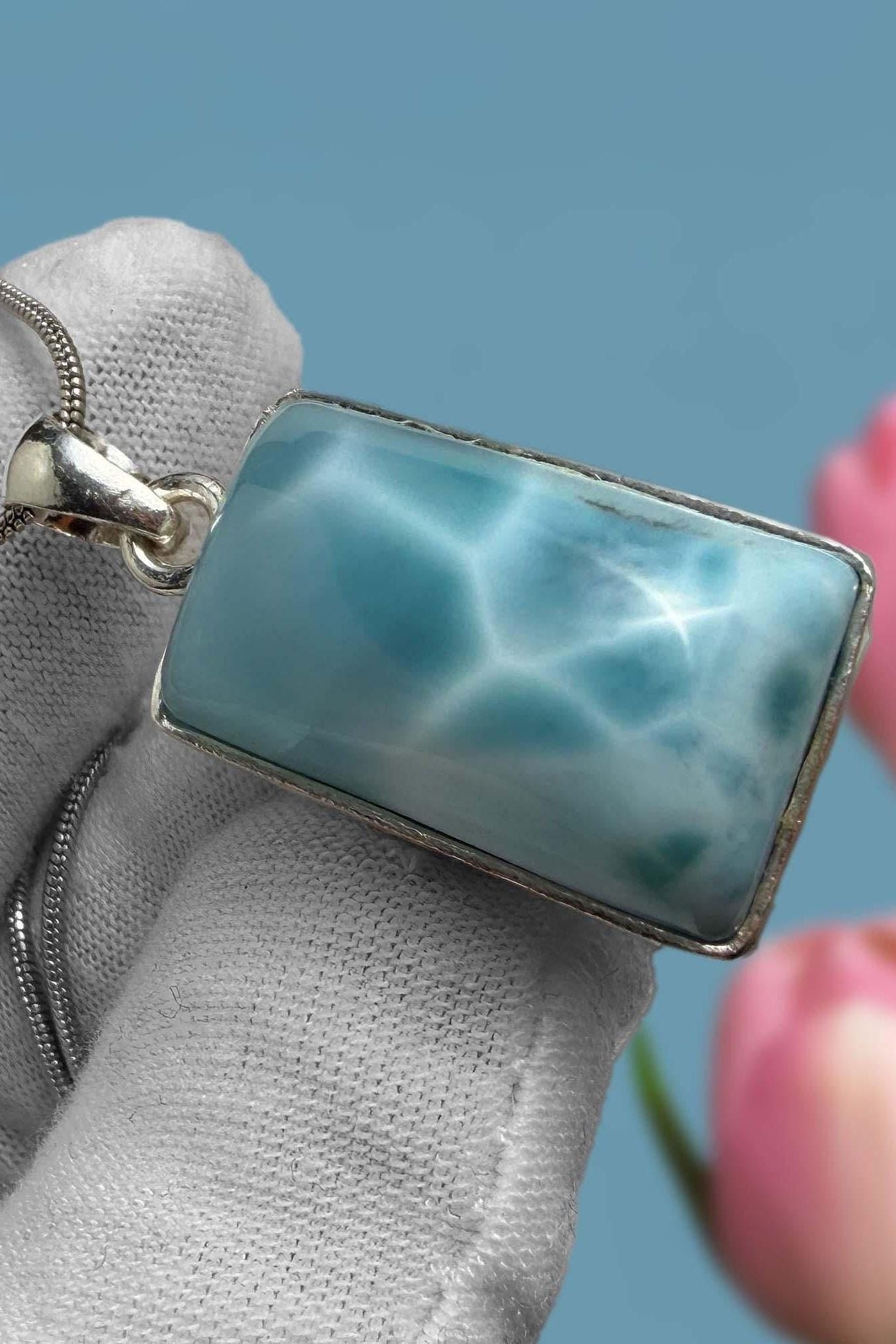Larimar Pendant rectangle shape - Larimar Creations
