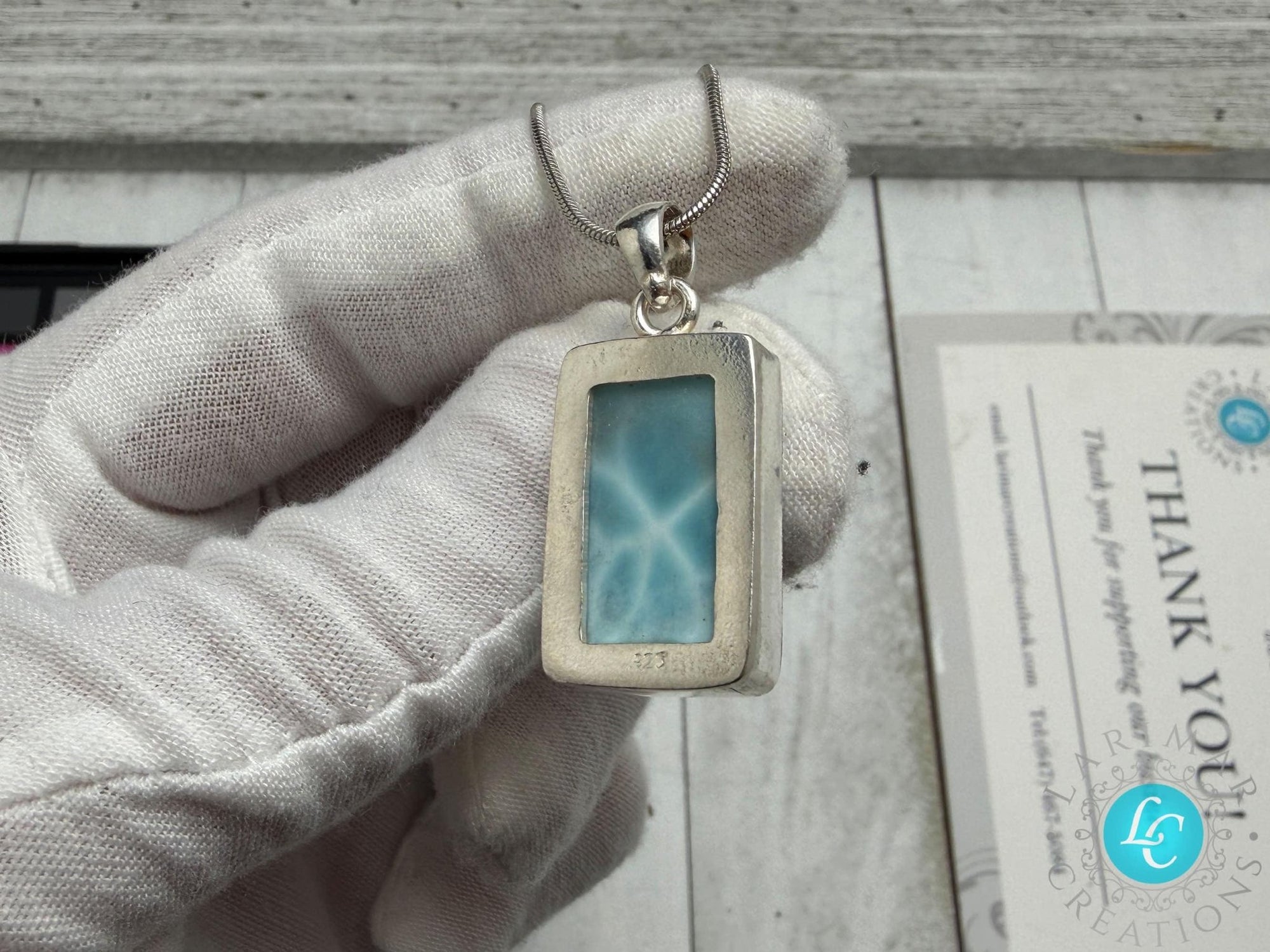 Larimar Pendant rectangle shape - Larimar Creations