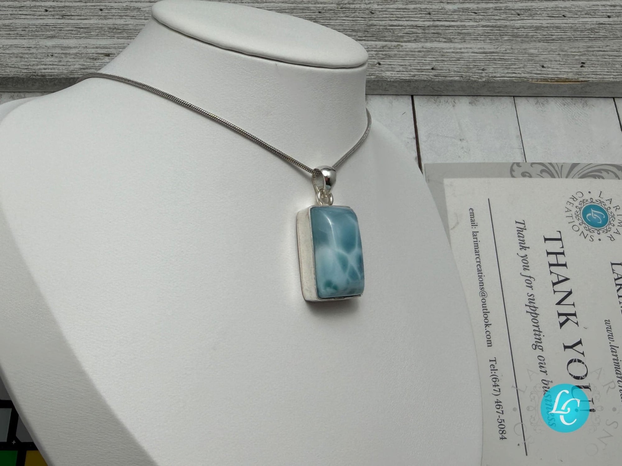 Larimar Pendant rectangle shape - Larimar Creations