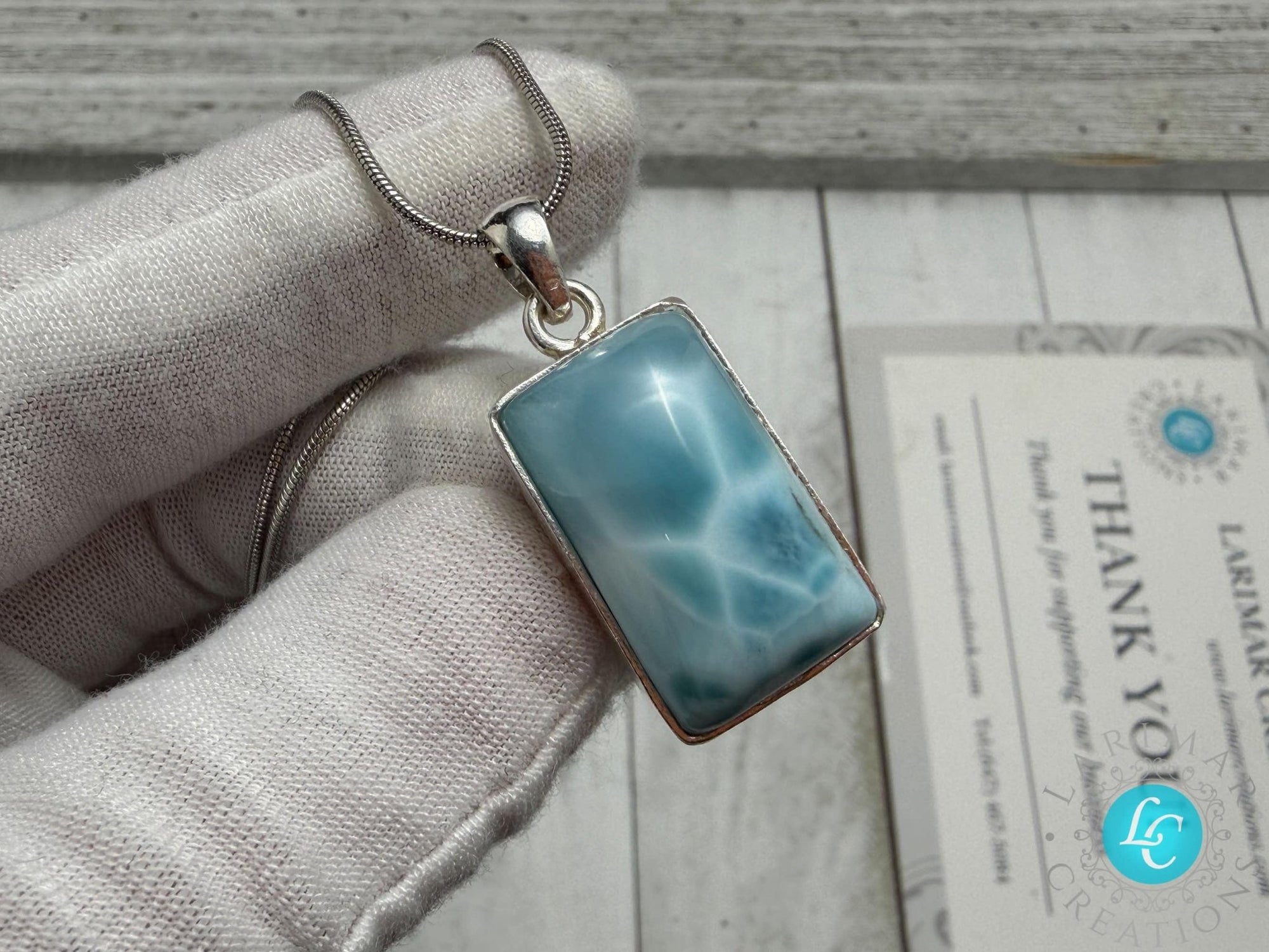 Larimar Pendant rectangle shape - Larimar Creations