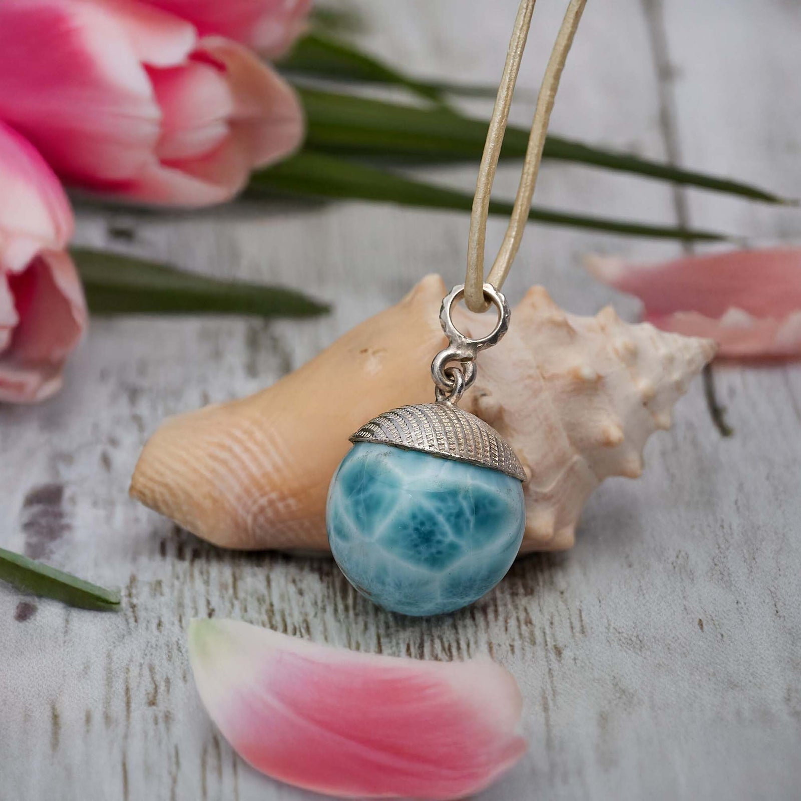 Turtleback Larimar Pendant, bead sphere Larimar Pendant, Mother in law gift,