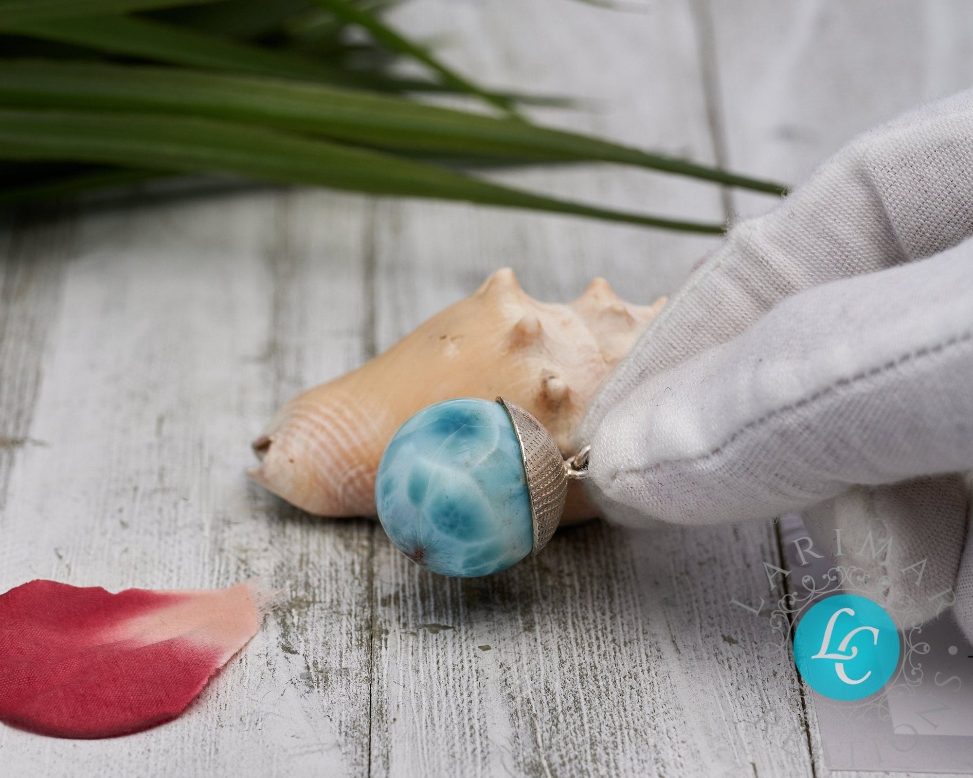 Turtleback Larimar Pendant, bead sphere Larimar Pendant, Mother in law gift,