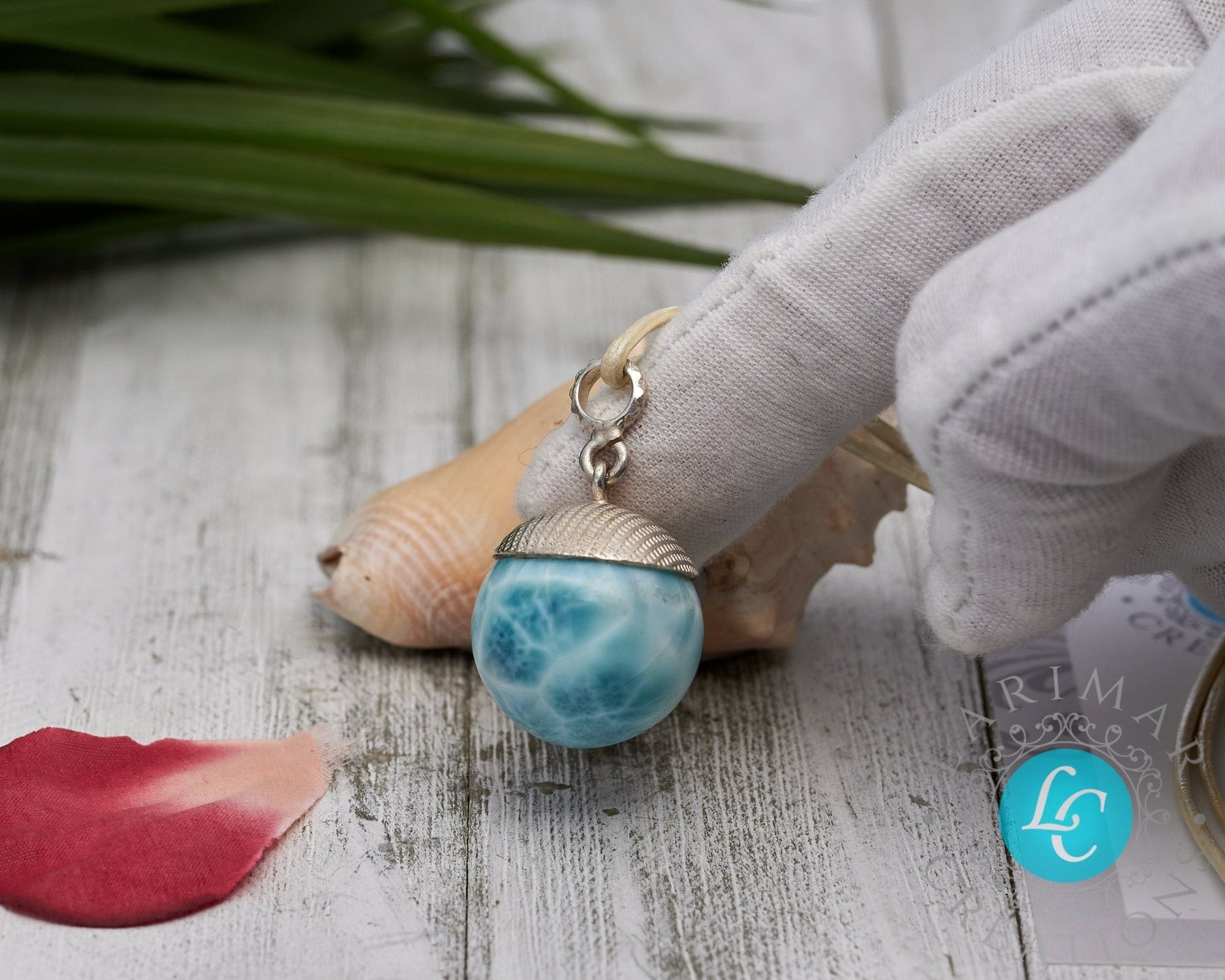 Turtleback Larimar Pendant, bead sphere Larimar Pendant, Mother in law gift,