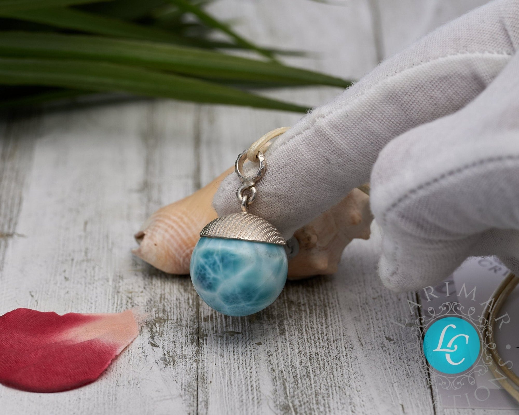 Turtleback Larimar Pendant, bead sphere Larimar Pendant, Mother in law gift,