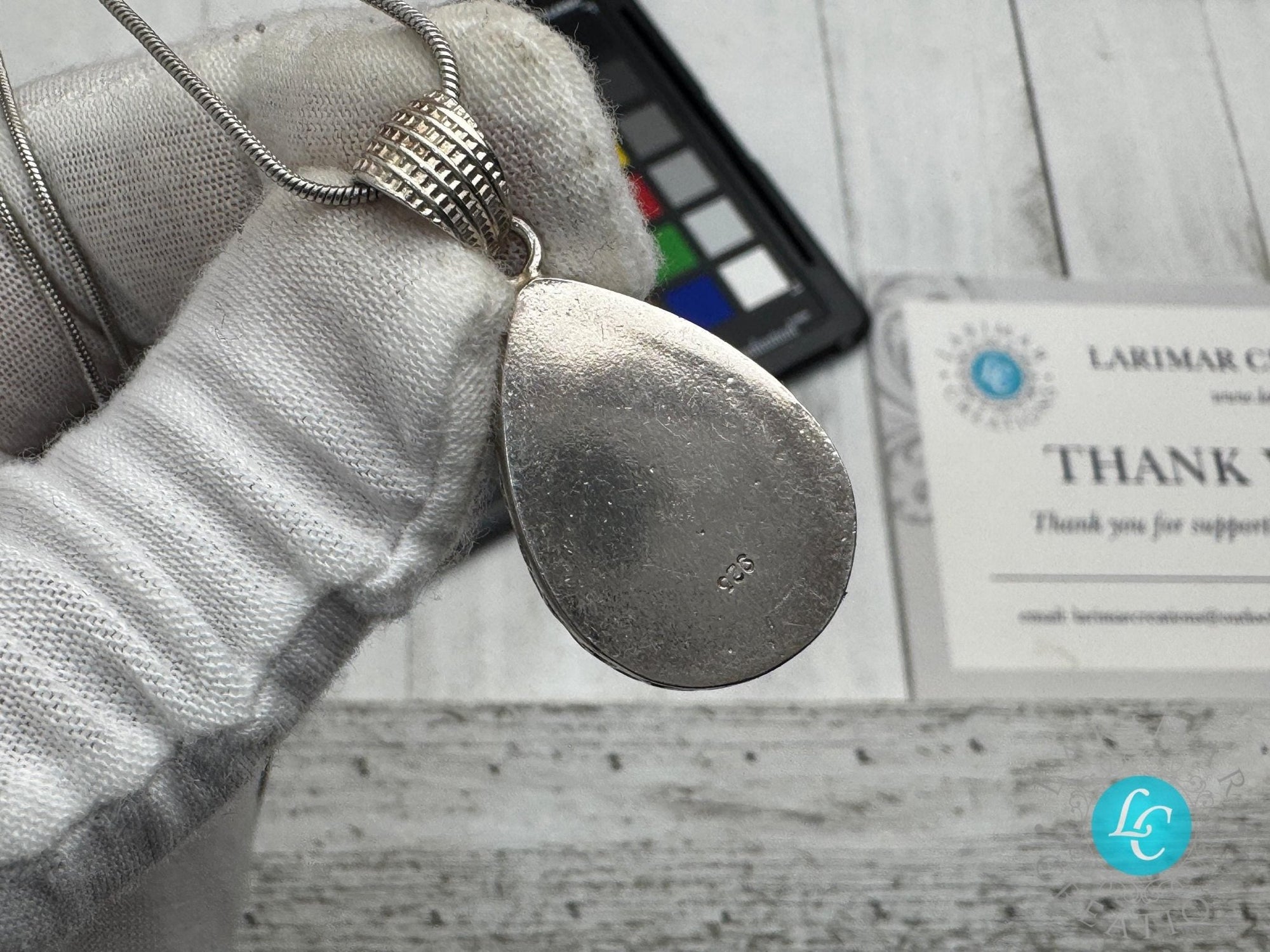 Larimar Pendant small teardrop shape cabochon - Larimar Creations