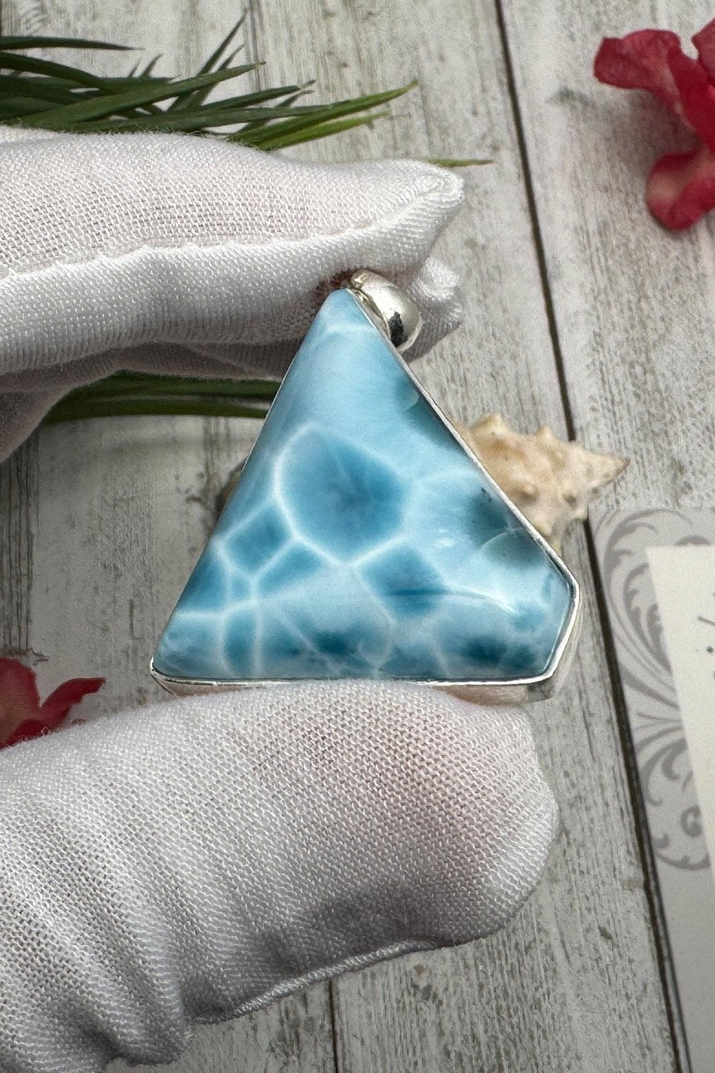 Larimar Pendant, Sterling Silver free shape Jewelry - Larimar Creations