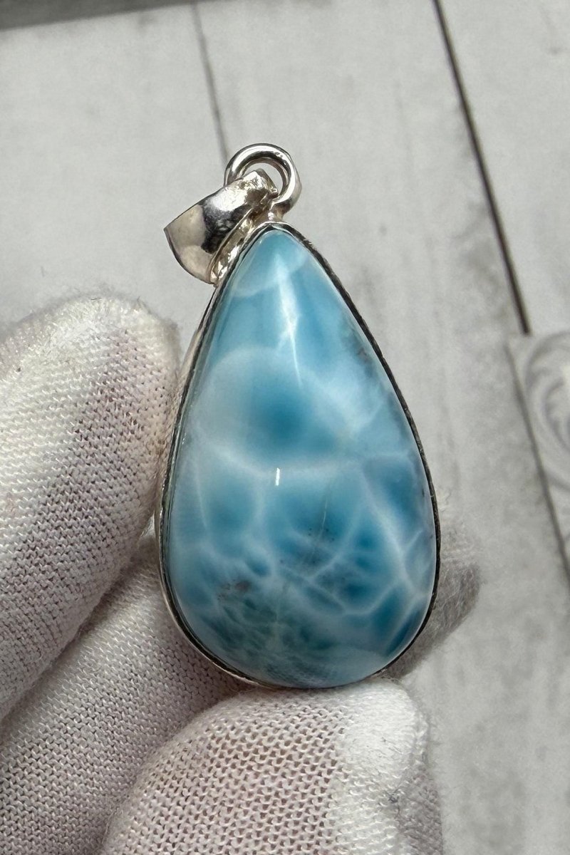 Larimar Pendant teardrop | 925 Sterling Silver - Larimar Creations