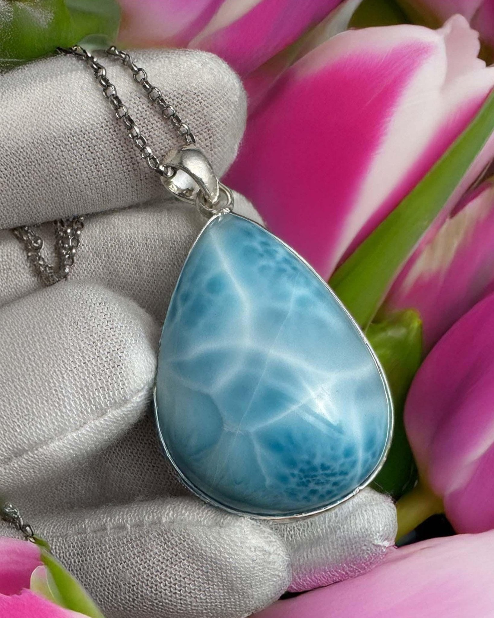 Larimar Pendant Teardrop Necklaces - Larimar Creations