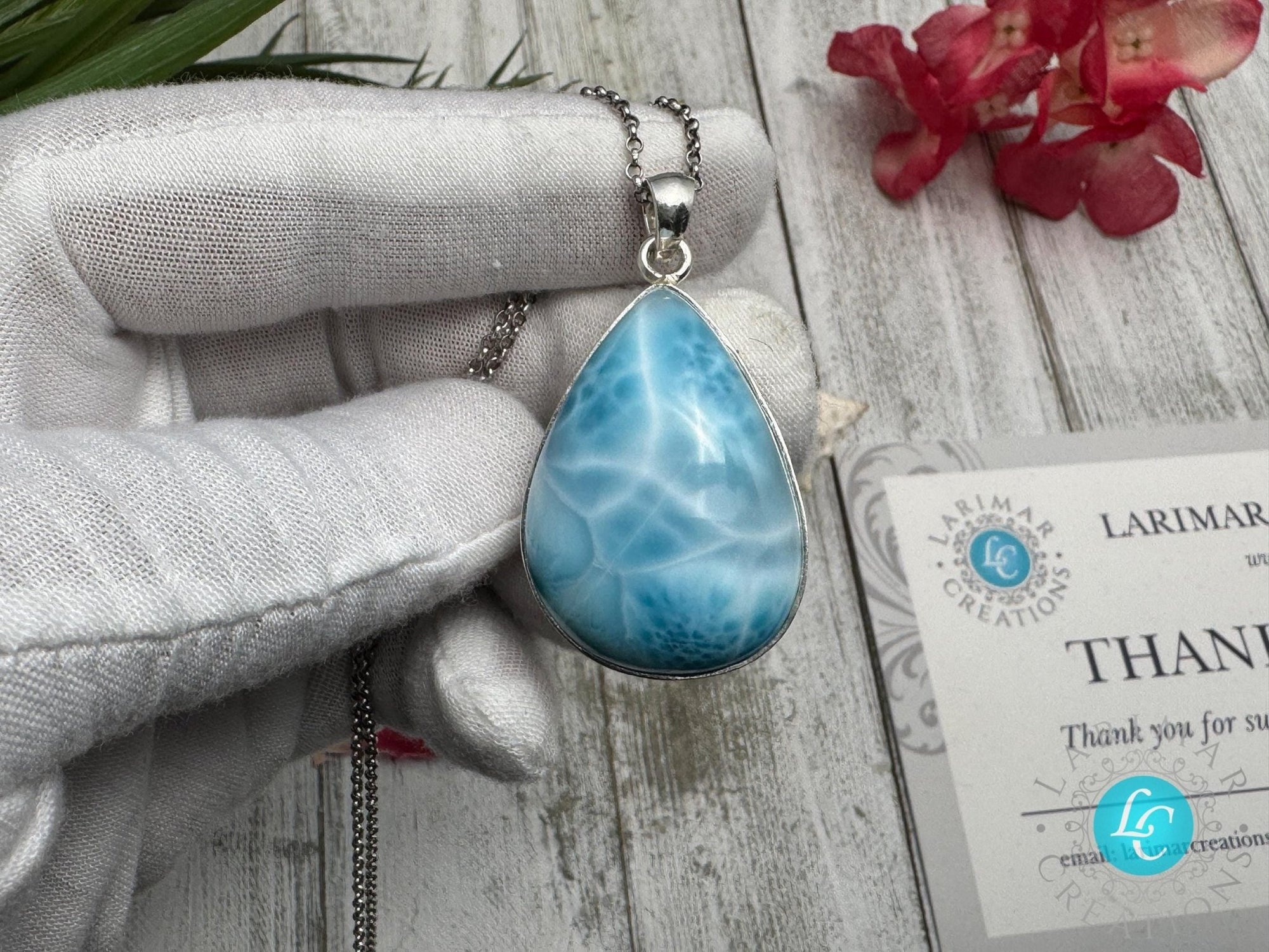 Larimar Pendant Teardrop Necklaces - Larimar Creations