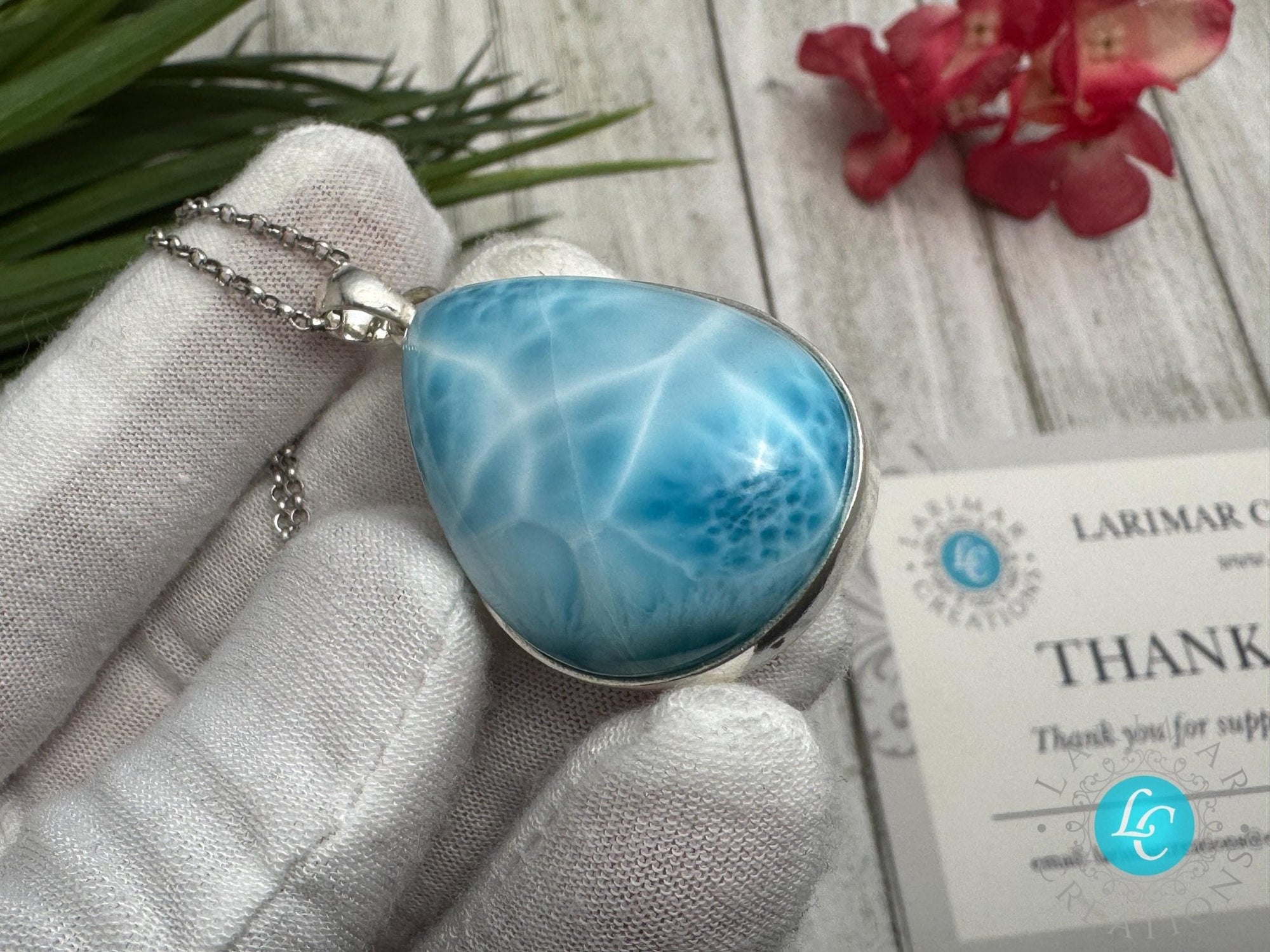Larimar Pendant Teardrop Necklaces - Larimar Creations