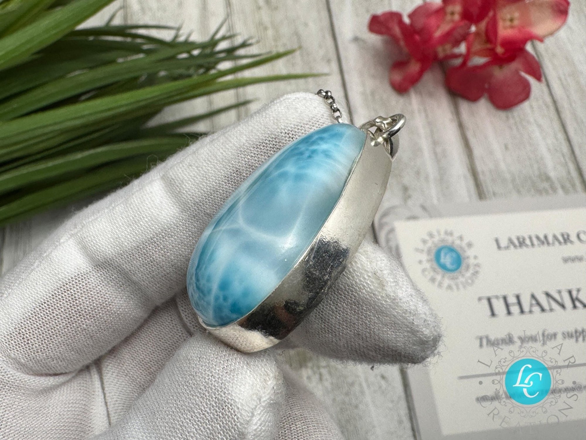 Larimar Pendant Teardrop Necklaces - Larimar Creations