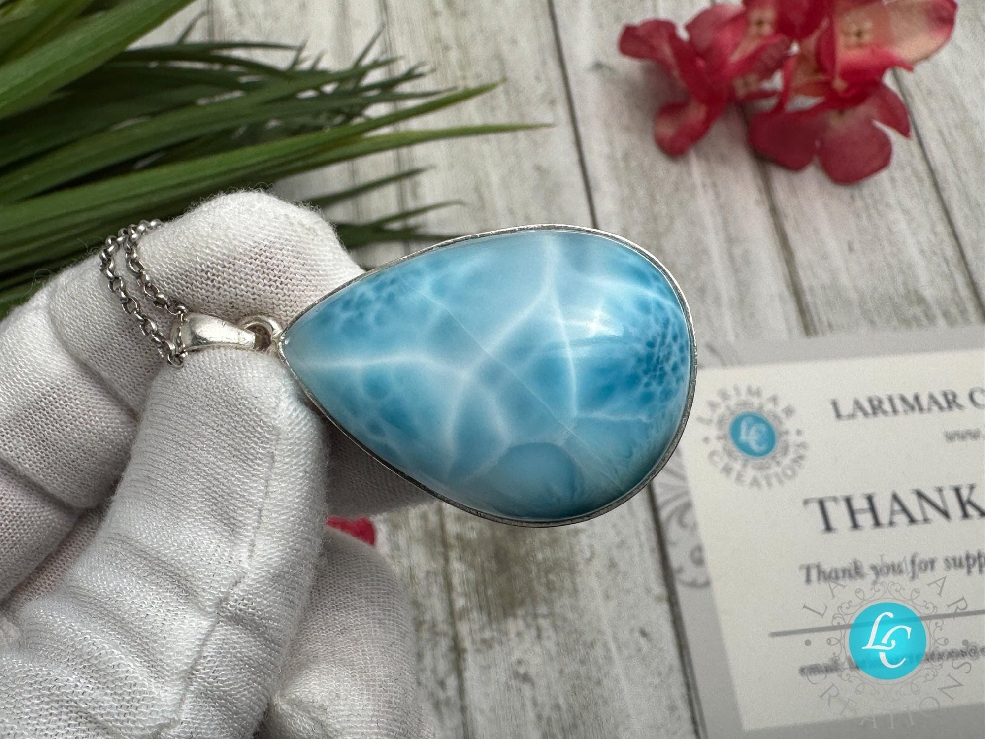 Larimar Pendant Teardrop Necklaces - Larimar Creations