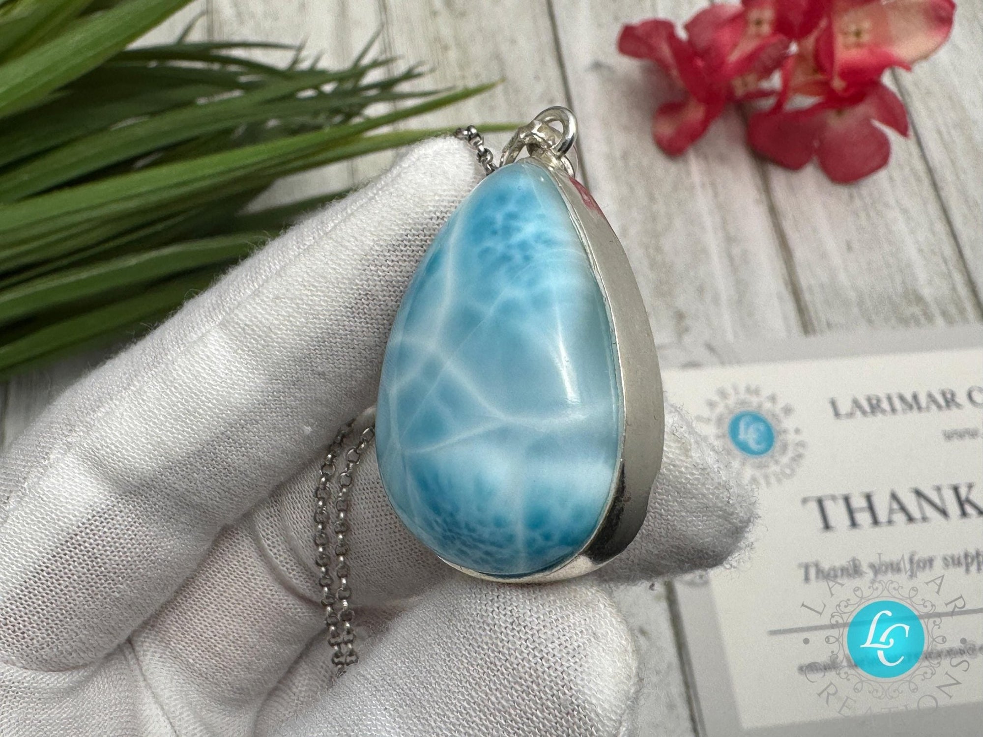Larimar Pendant Teardrop Necklaces - Larimar Creations