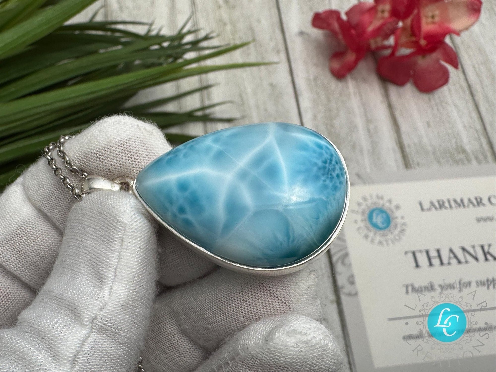 Larimar Pendant Teardrop Necklaces - Larimar Creations