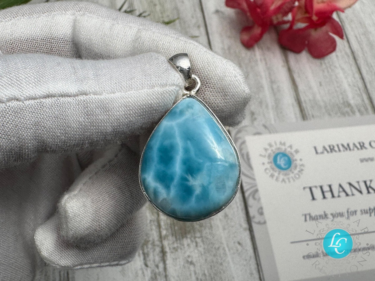 Larimar Silver Necklace | Birthstone Jewelry & Gift for Her - Larimar Creations