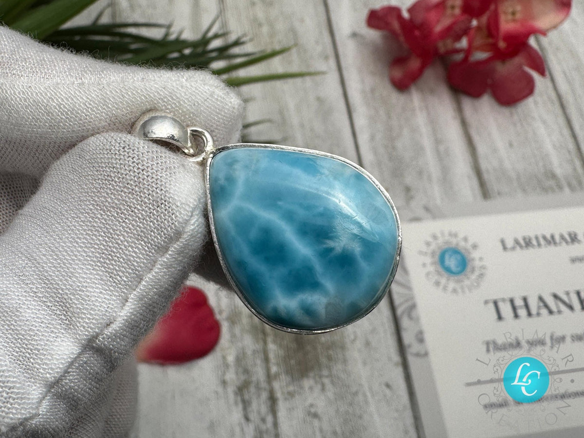Larimar Silver Necklace | Birthstone Jewelry & Gift for Her - Larimar Creations