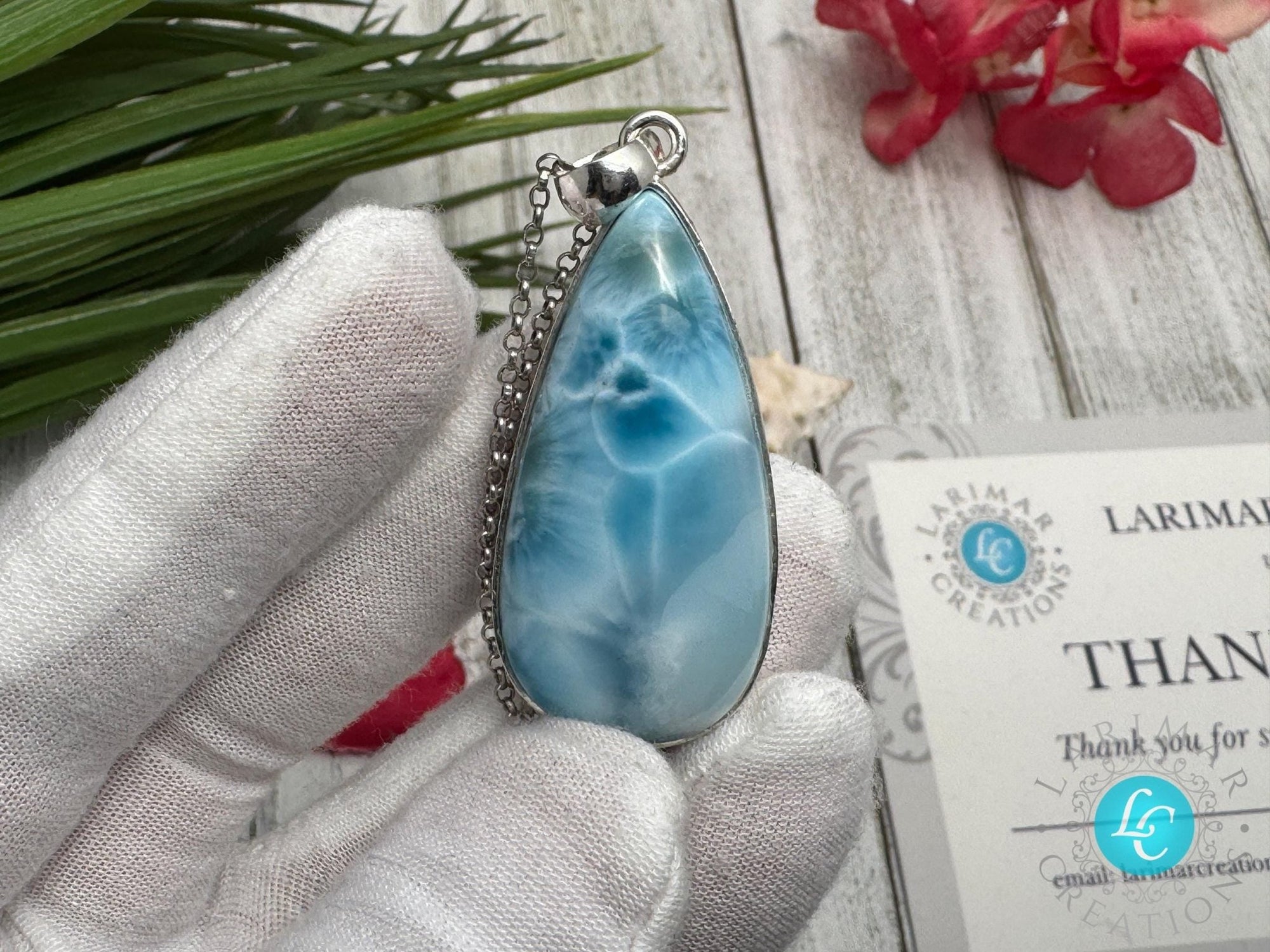 Larimar Teardop Pendant - Larimar Creations