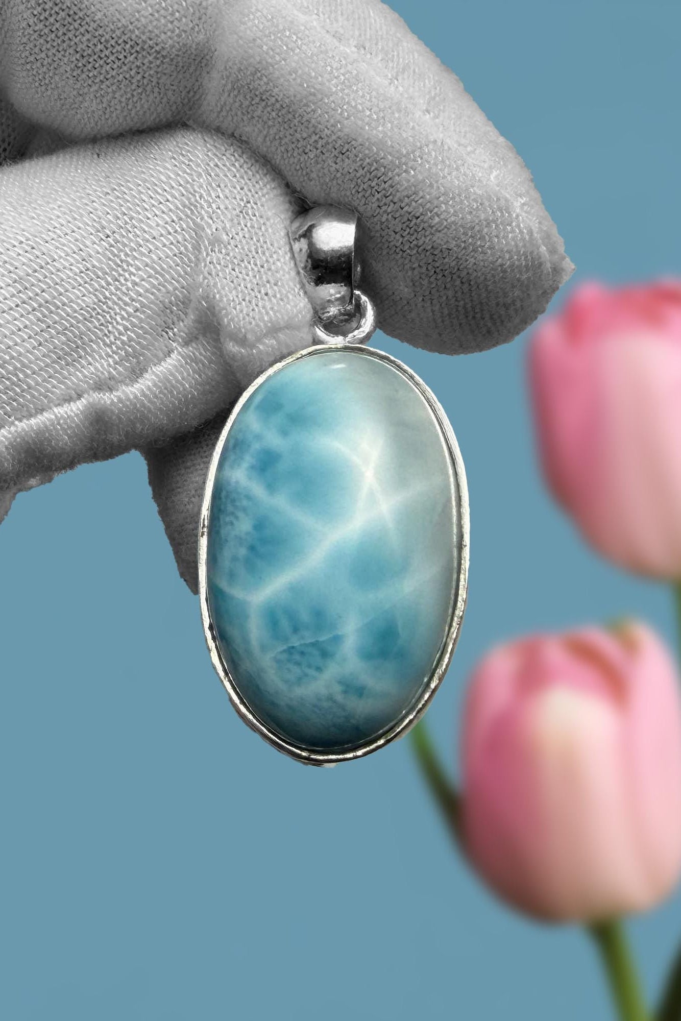 Larimar teardop pendant - Larimar Creations