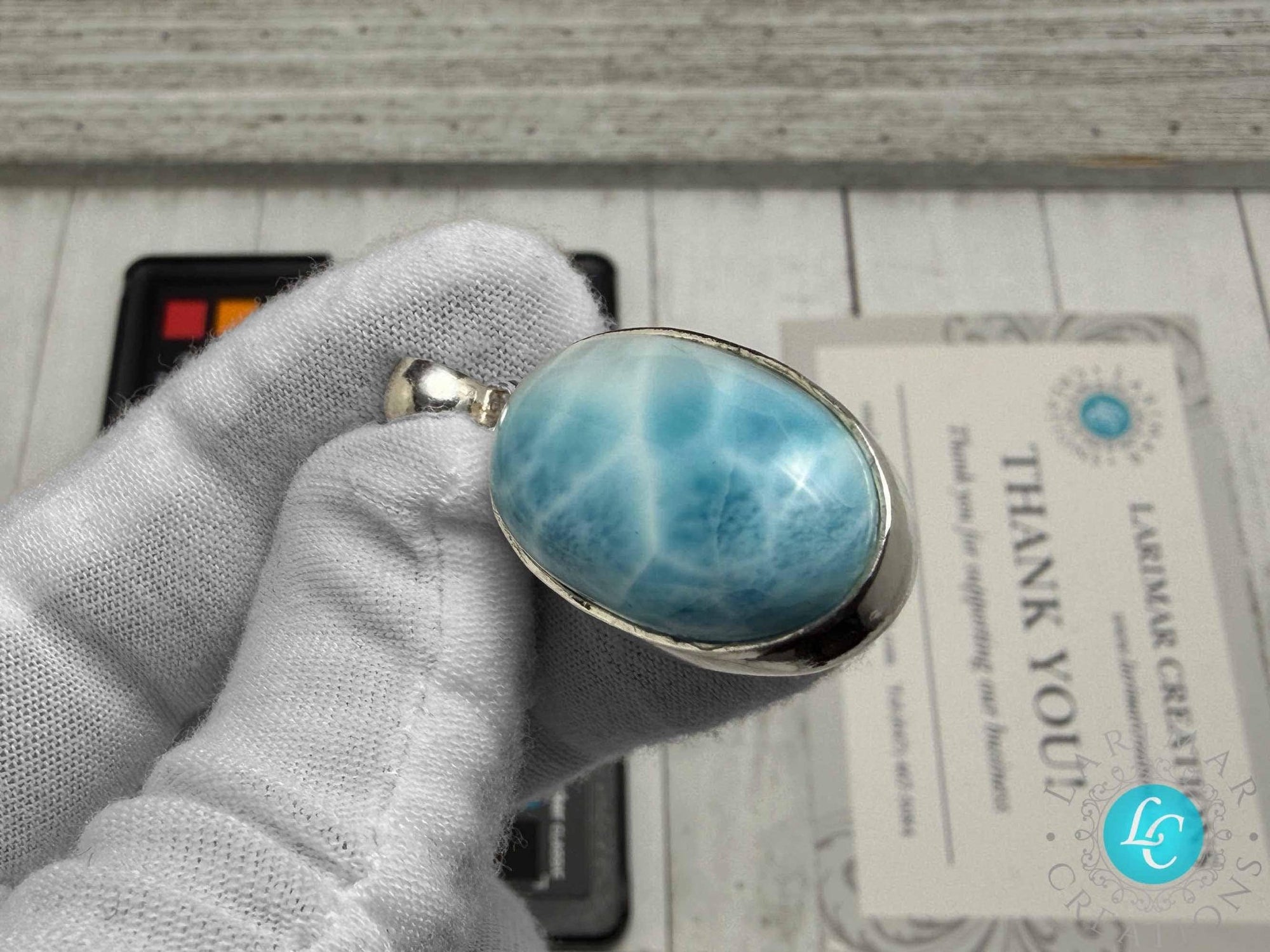 Larimar teardop pendant - Larimar Creations