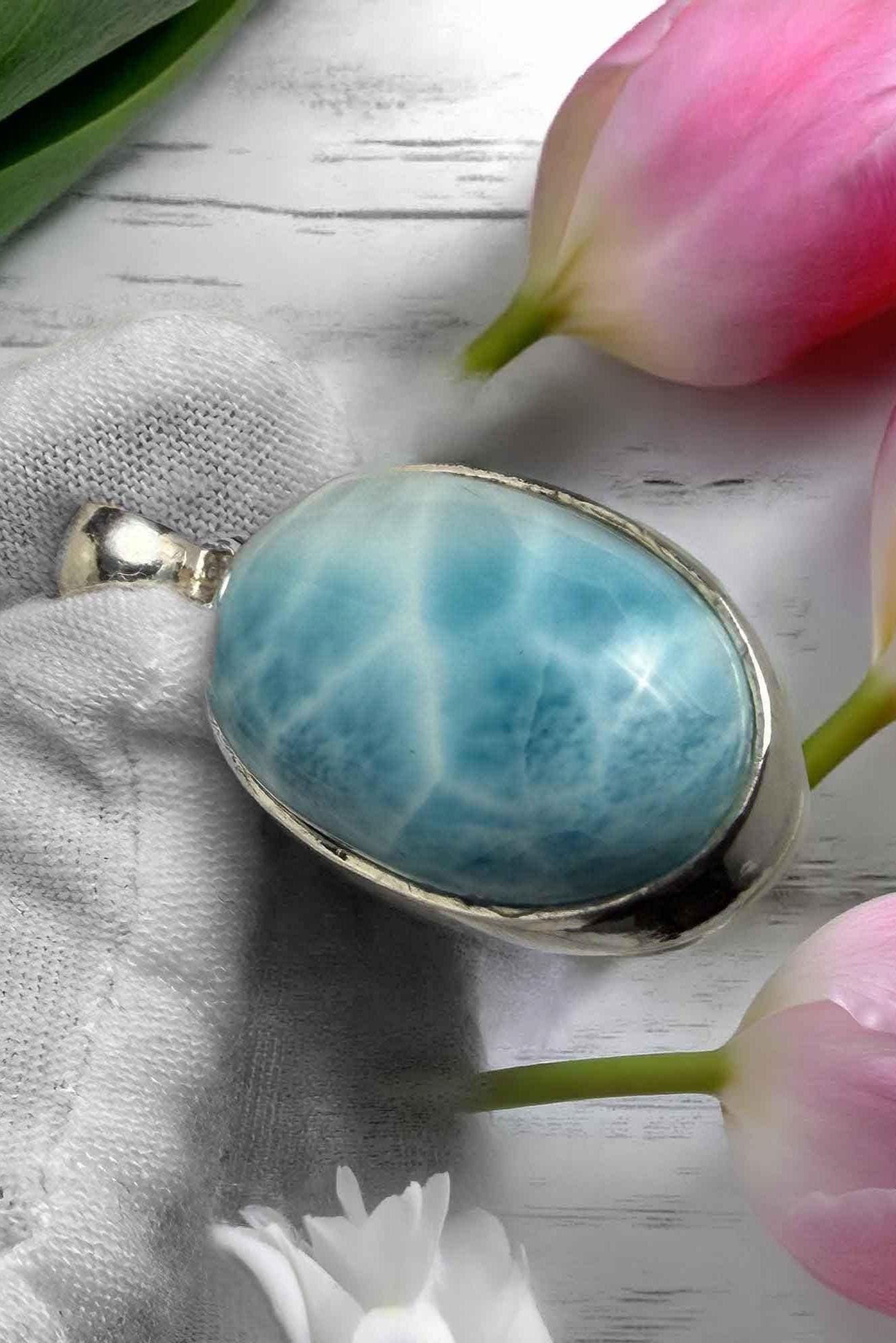 Larimar teardop pendant - Larimar Creations