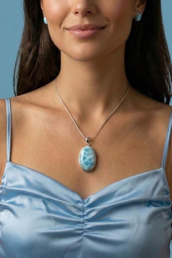 Larimar teardop pendant - Larimar Creations