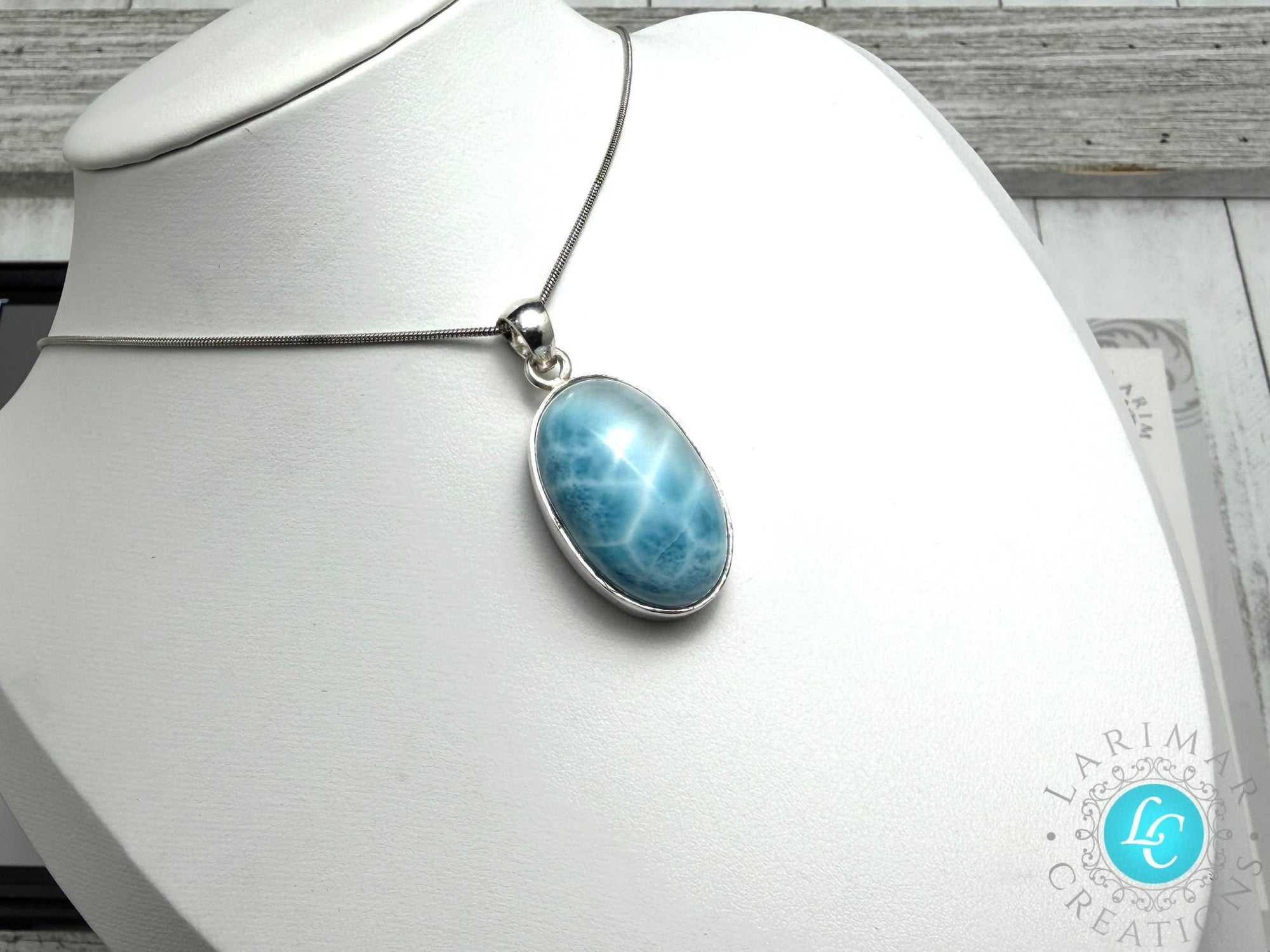 Larimar teardop pendant - Larimar Creations